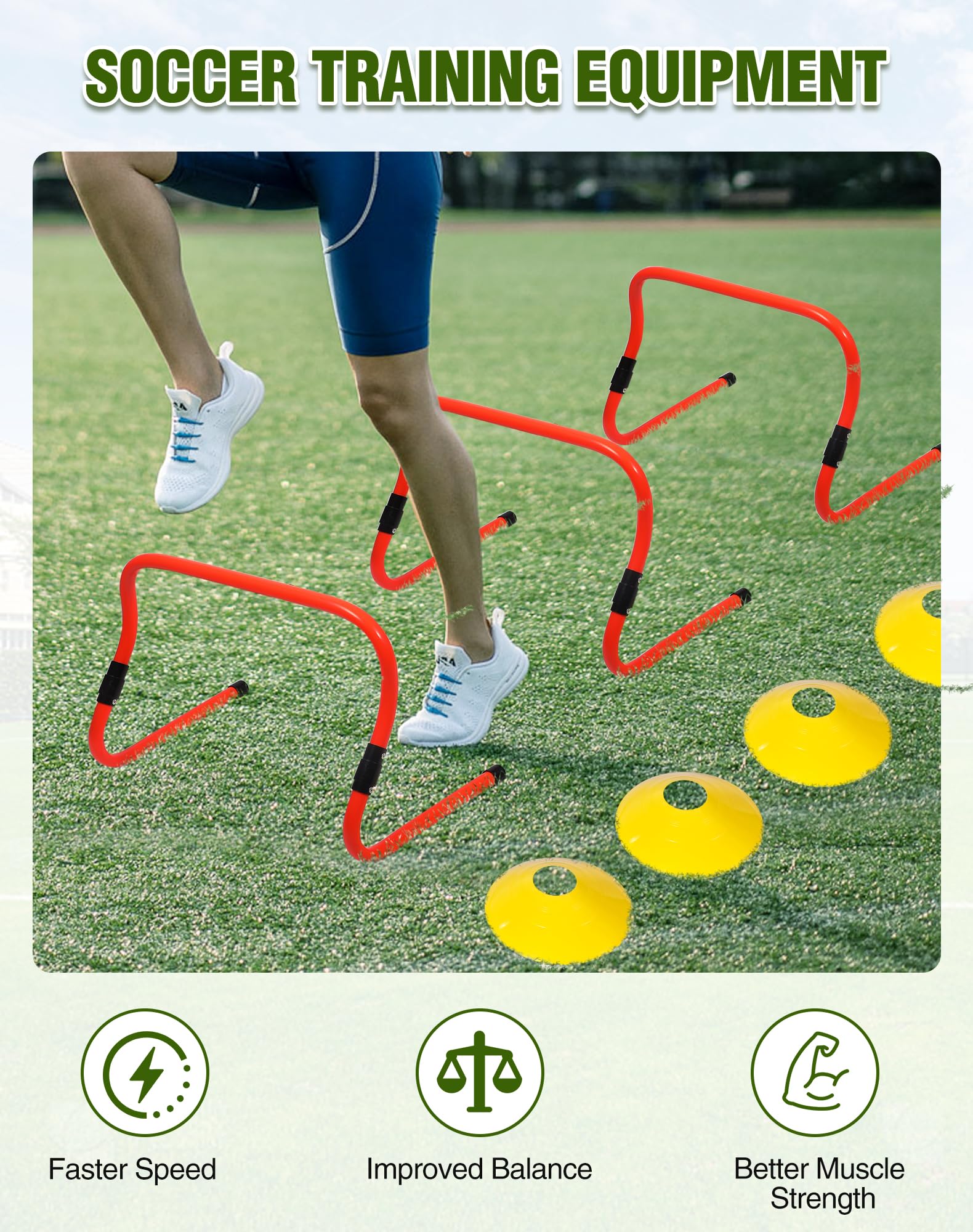 Adjustable Agility Hurdles,4 Height Speed Training Hurdles, Portable Speed Training Equipment with Carry Bag for for Athletes,Kids,Soccer,Basketball