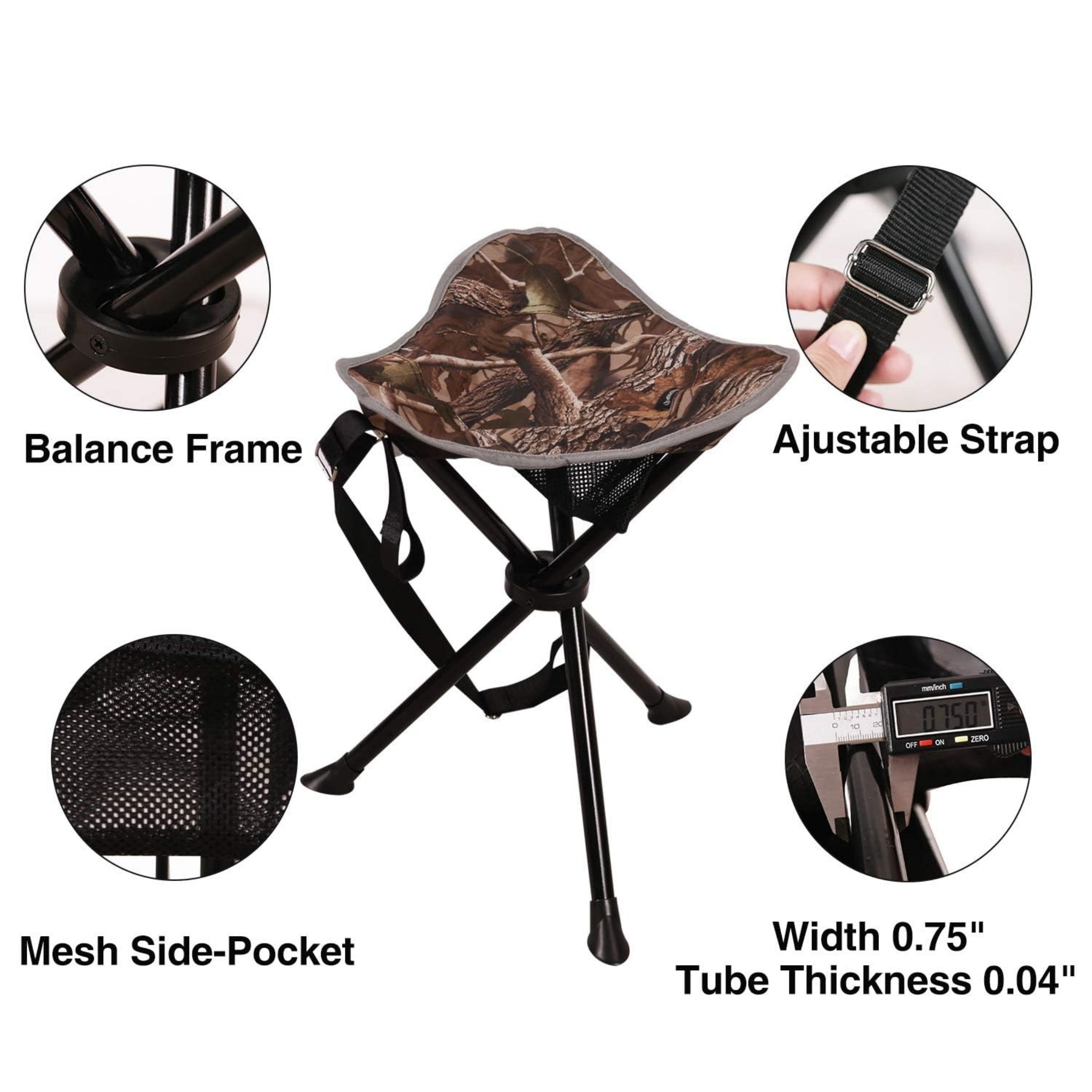 REDCAMP Lightweight Folding Tripod Stool 2 Pack for Hunting and Camping