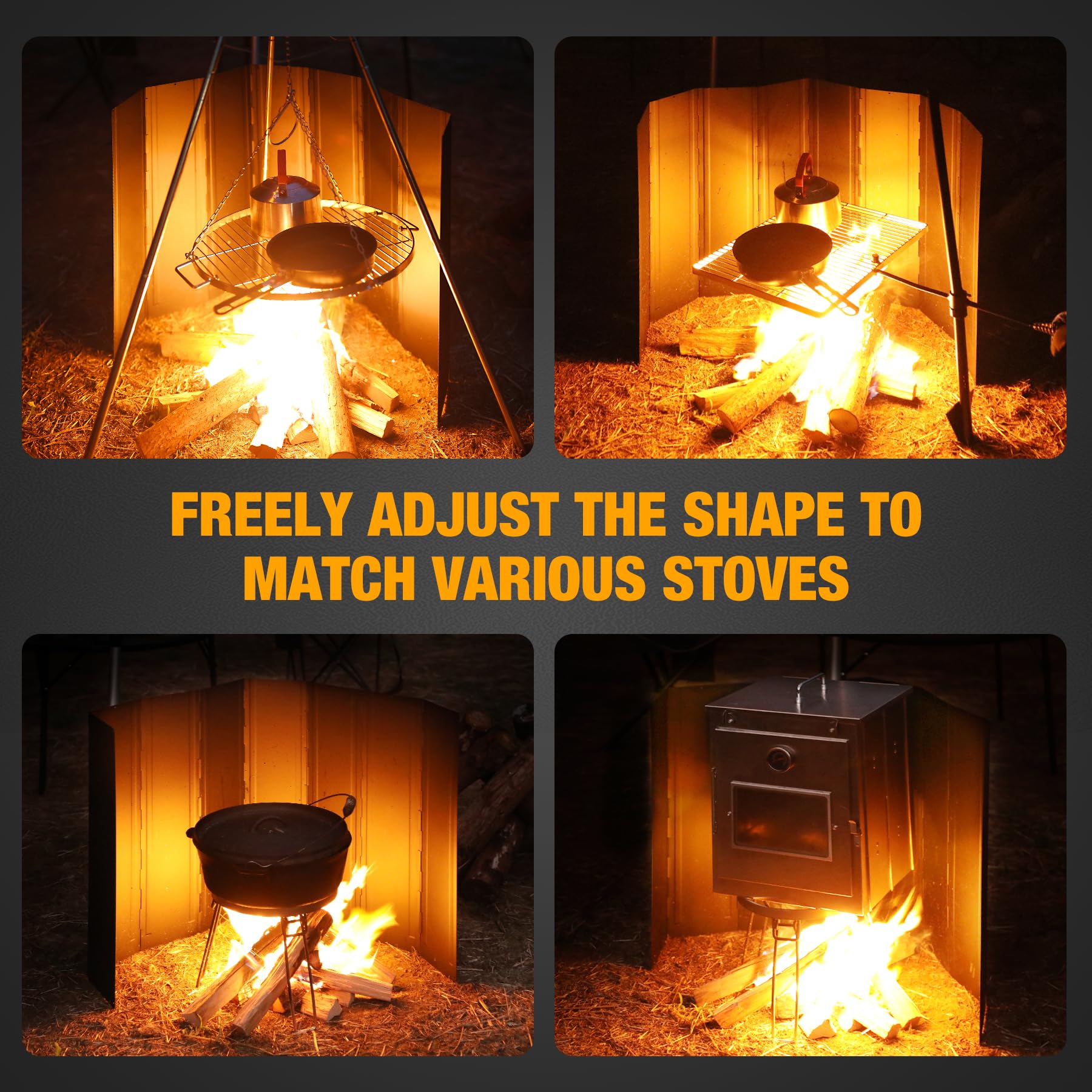 Extra Tall 8-Plate Stove Windscreen