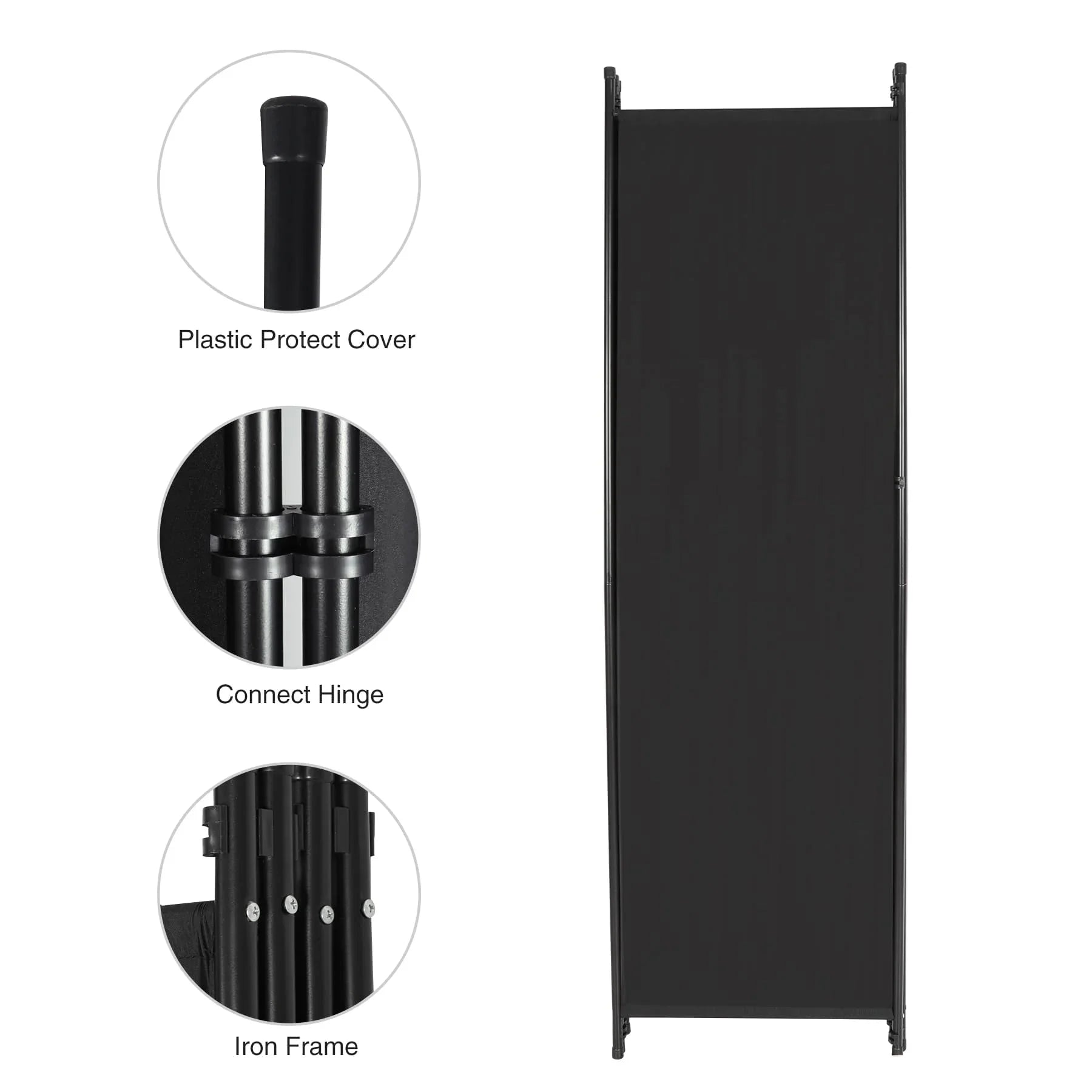 4 Panel Folding Room Divider, 6.7FT Wide Tall Portable Privacy Screen, Indoor Outdoor Room Partition Wall Dividers for Bedroom Dining Room Office Restaurant Hospital, 80"x68", Black