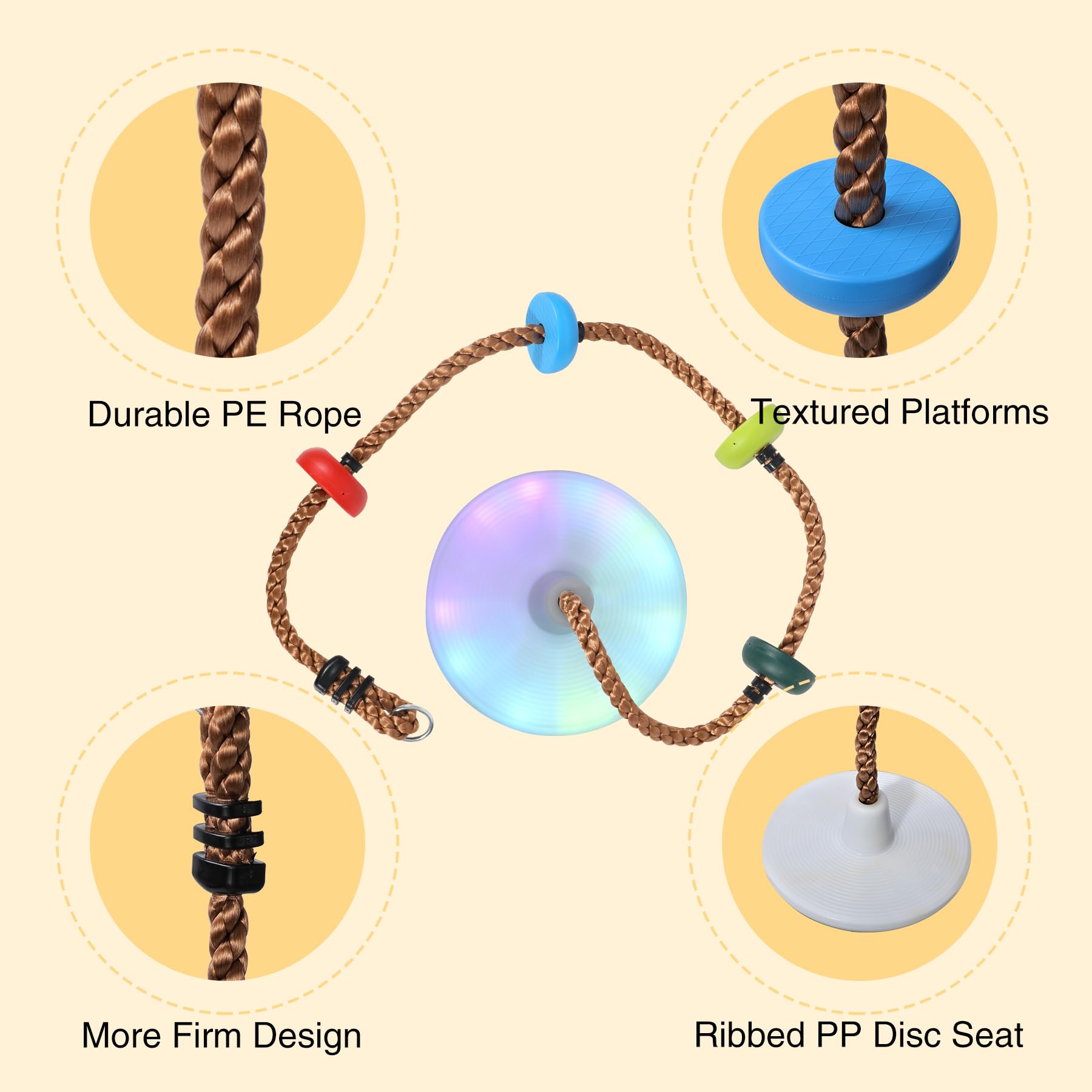 LED Disc Climbing Rope Swing with Platforms