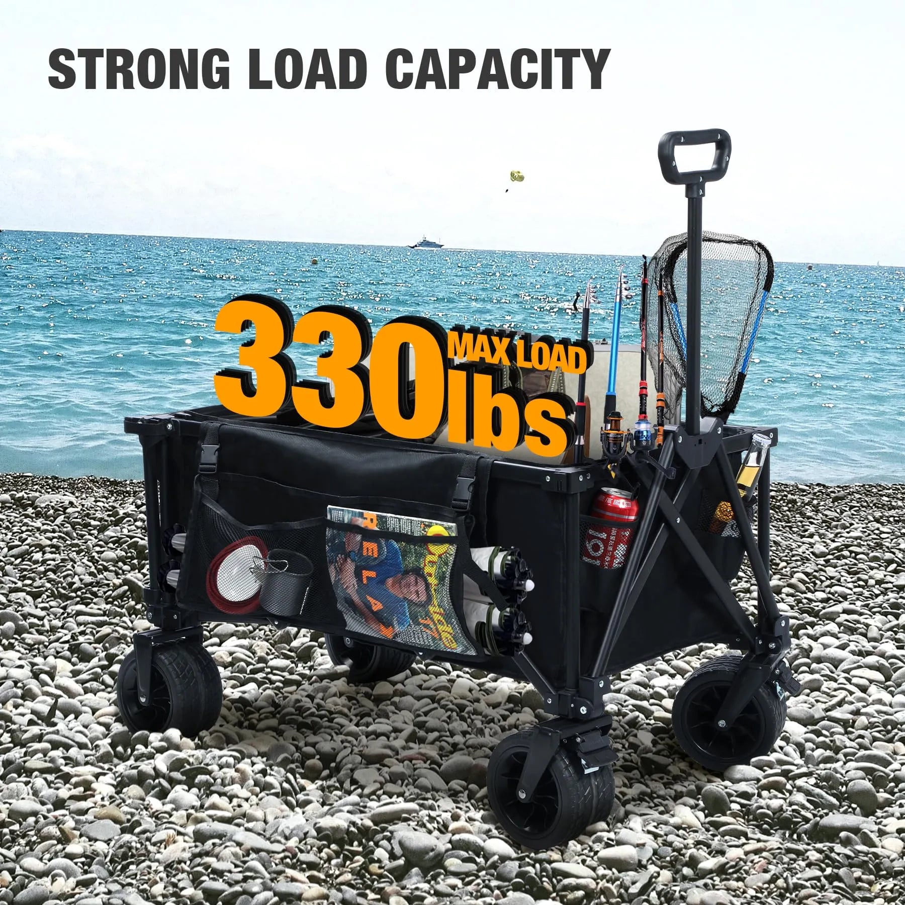 fishing cart with rod holders REDCAMP 49" Extended Collapsible Fishing Cart with 6 Rod Holders – Redcamp