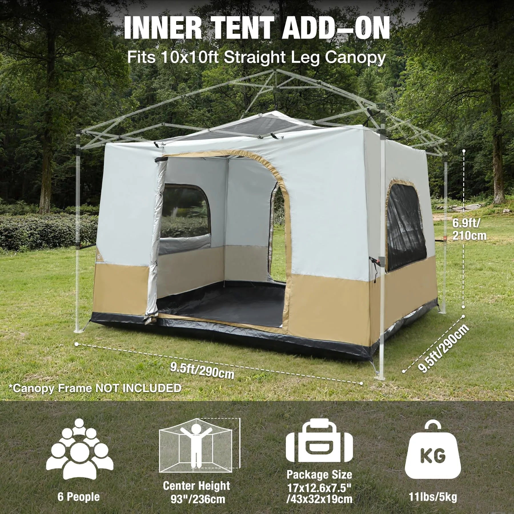 Camping Cube Inner Tent for 10'x10' Pop Up Canopy (Canopy not Included)
