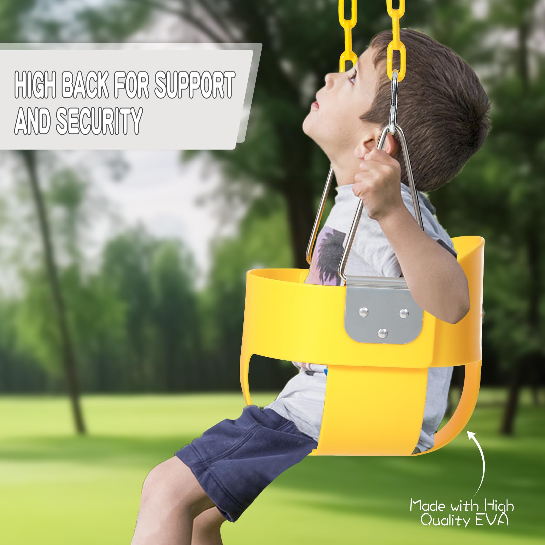 High Back Toddler Bucket Swing Seat with Coated Chains