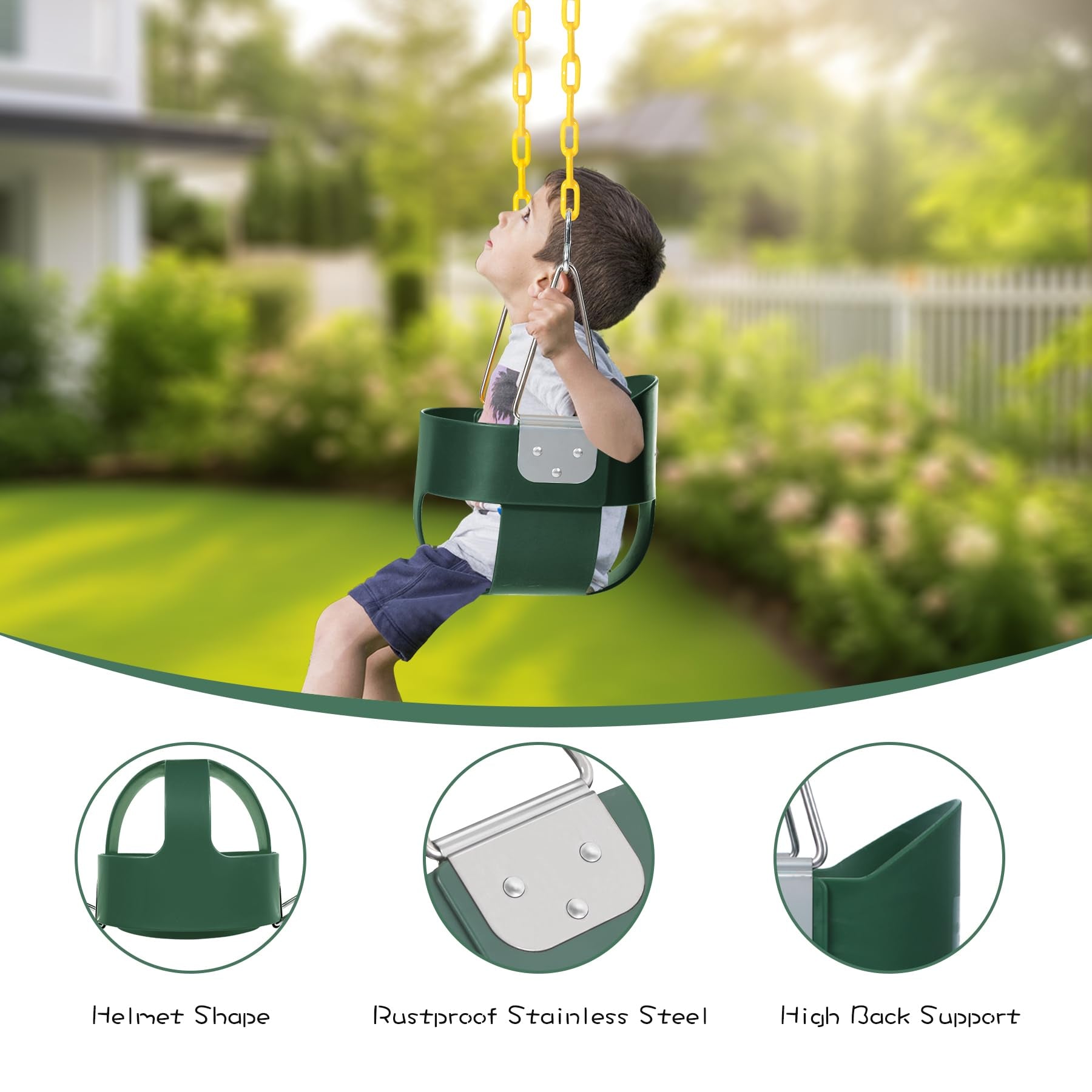 3-in-1 Backyard Swing Set Combo with Belt, Bucket, and Trapeze