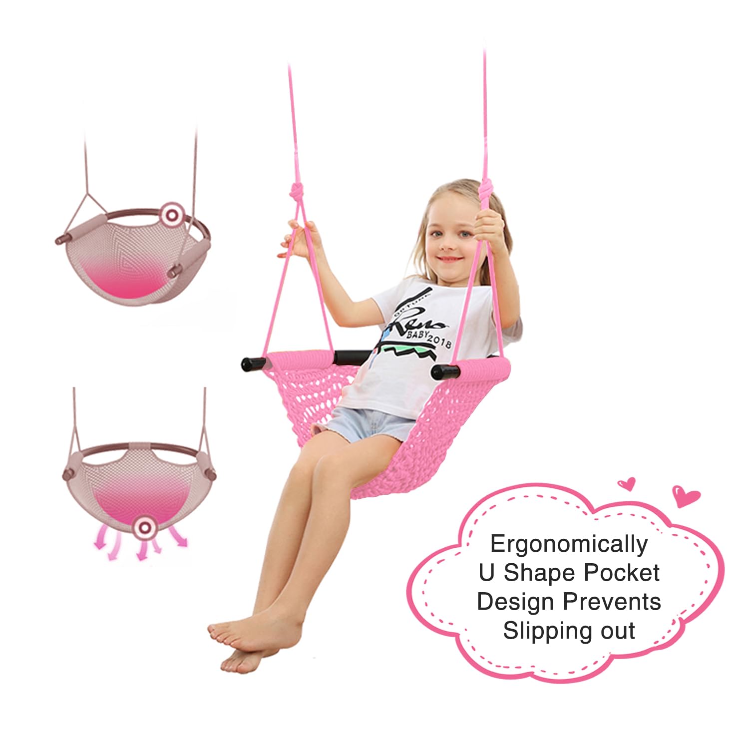 Hand-Woven Adjustable Rope Swing Seat