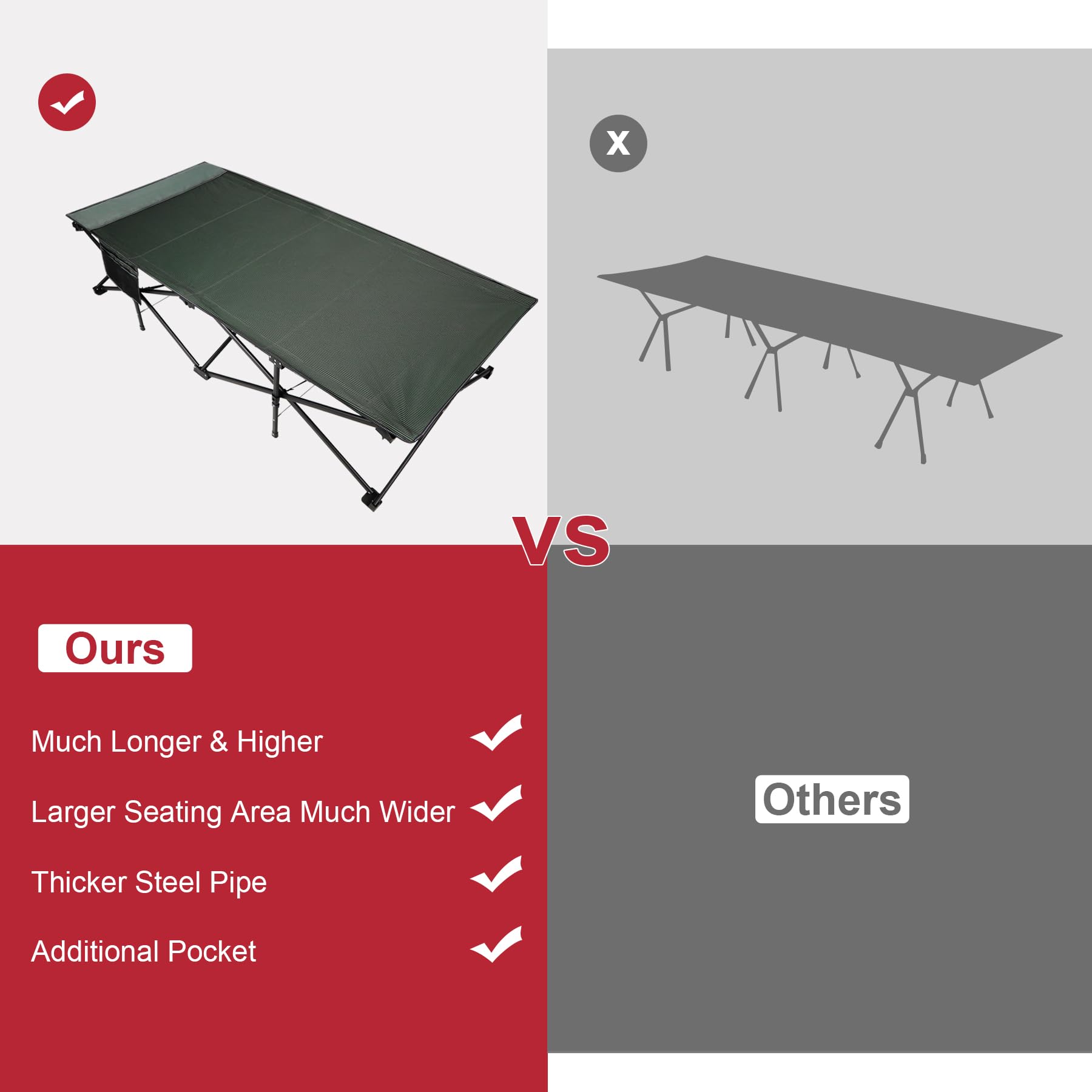 39.4" Extra Wide Heavy Duty Steel Camping Cot