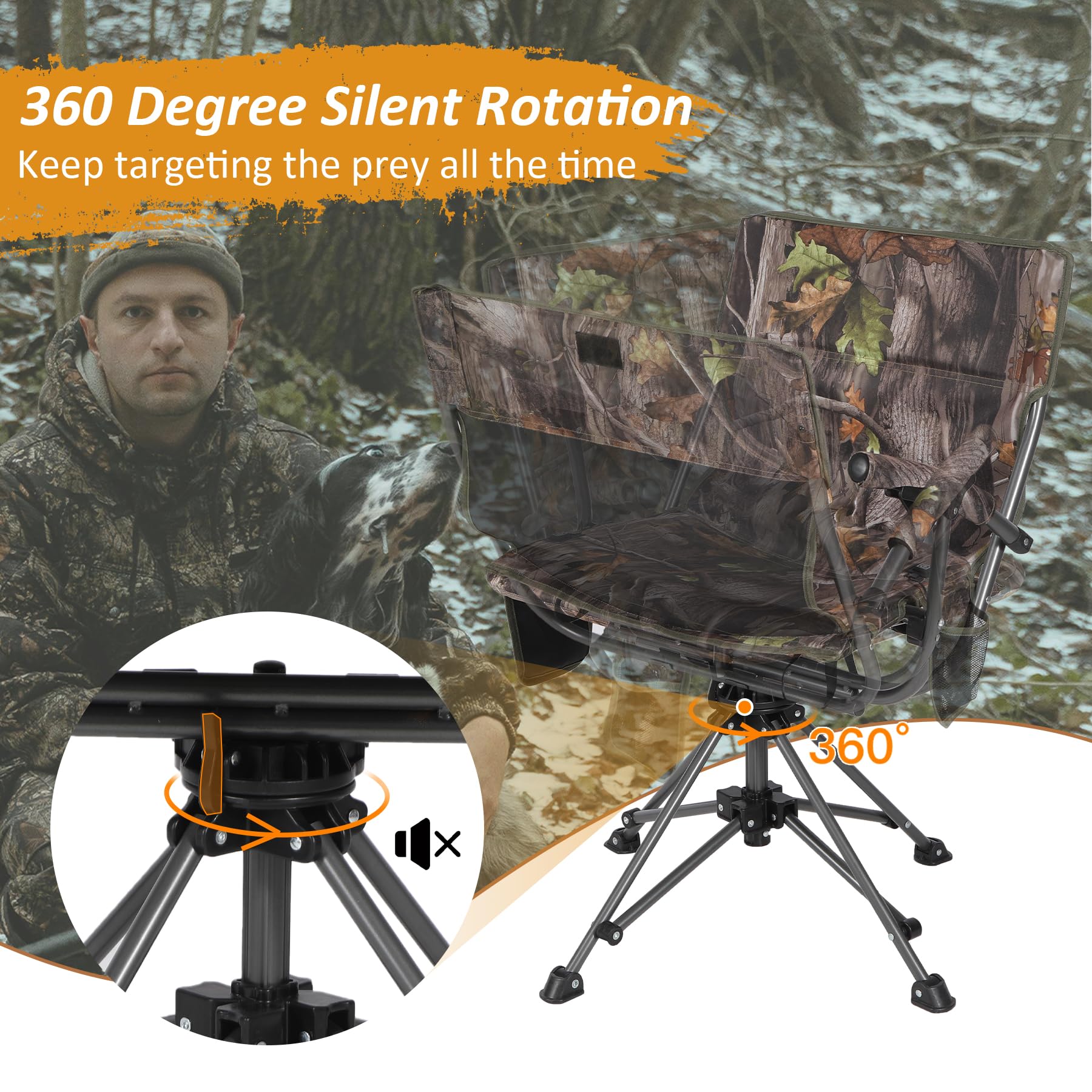 360° Swivel Heated Hunting Chairs for Ground Blinds