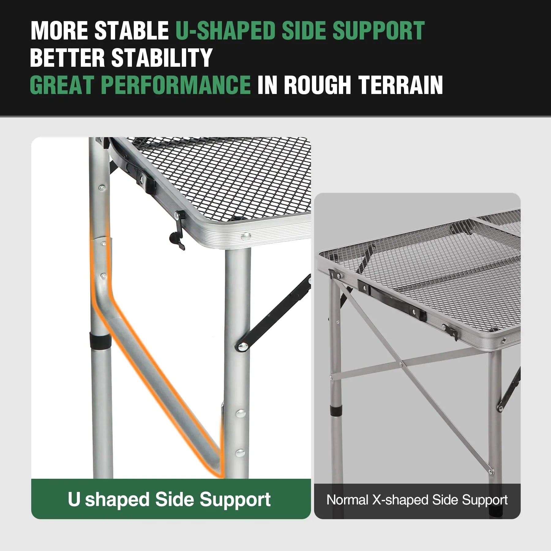 Folding Grill Table for Outside with Adjustable Height Legs