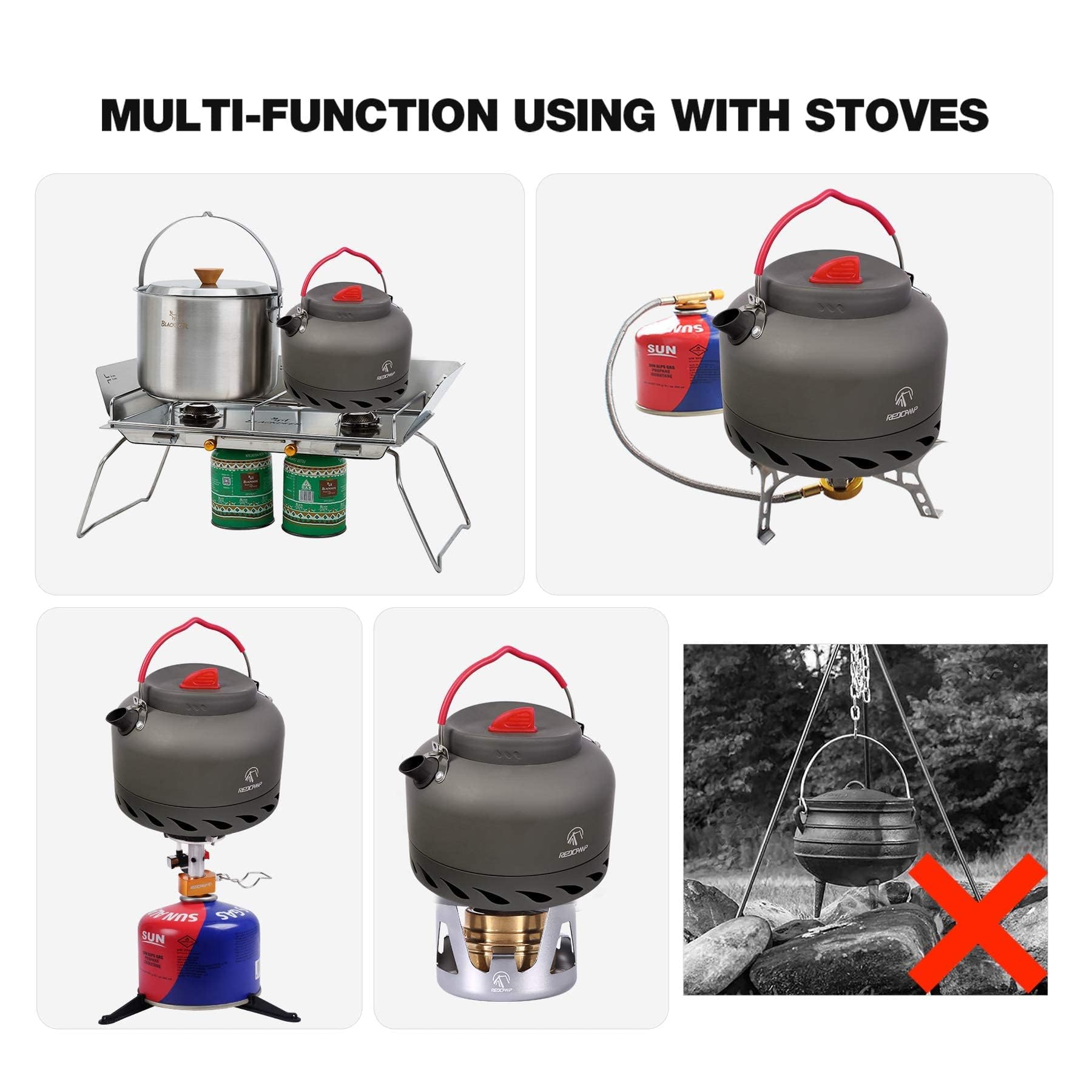 Aluminum Camping Kettle with Carry Bag