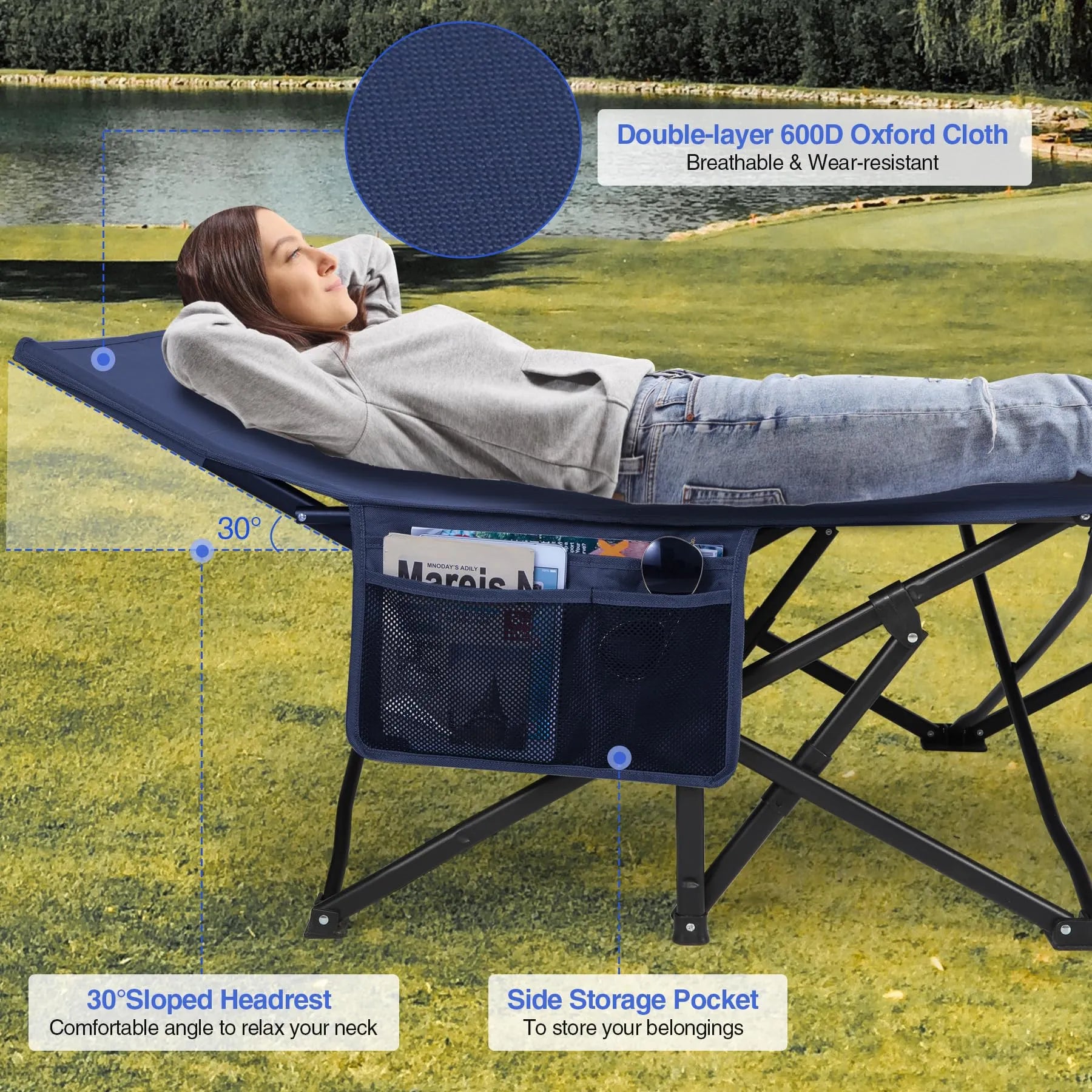Extra Wide Folding Camping Cot for Adults