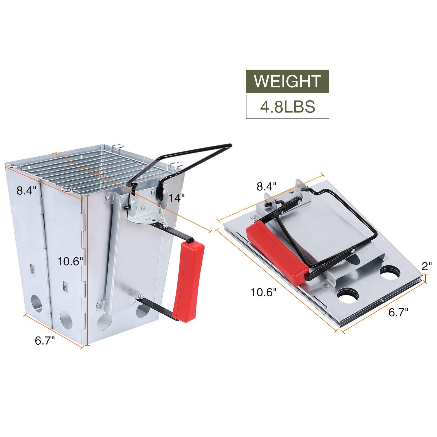 Quick Ignition Foldable Charcoal Chimney Starter with Grill, Multi-Functional BBQ Charcoal Grill Starter, Wood Stove and Rocket Stove for Outdoor Lawn, Patio & Camping