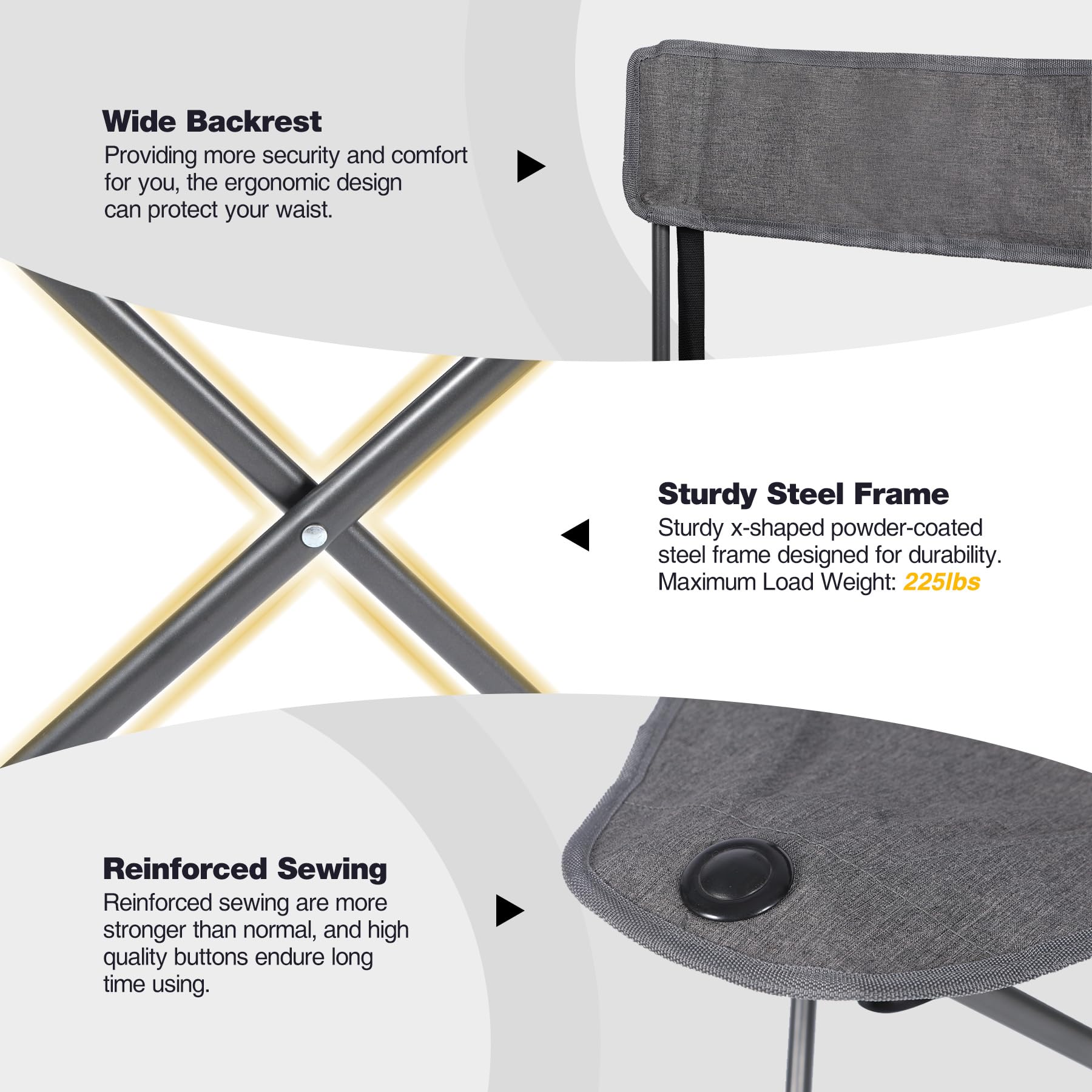 Lot de 2 chaises de camping à trépied 