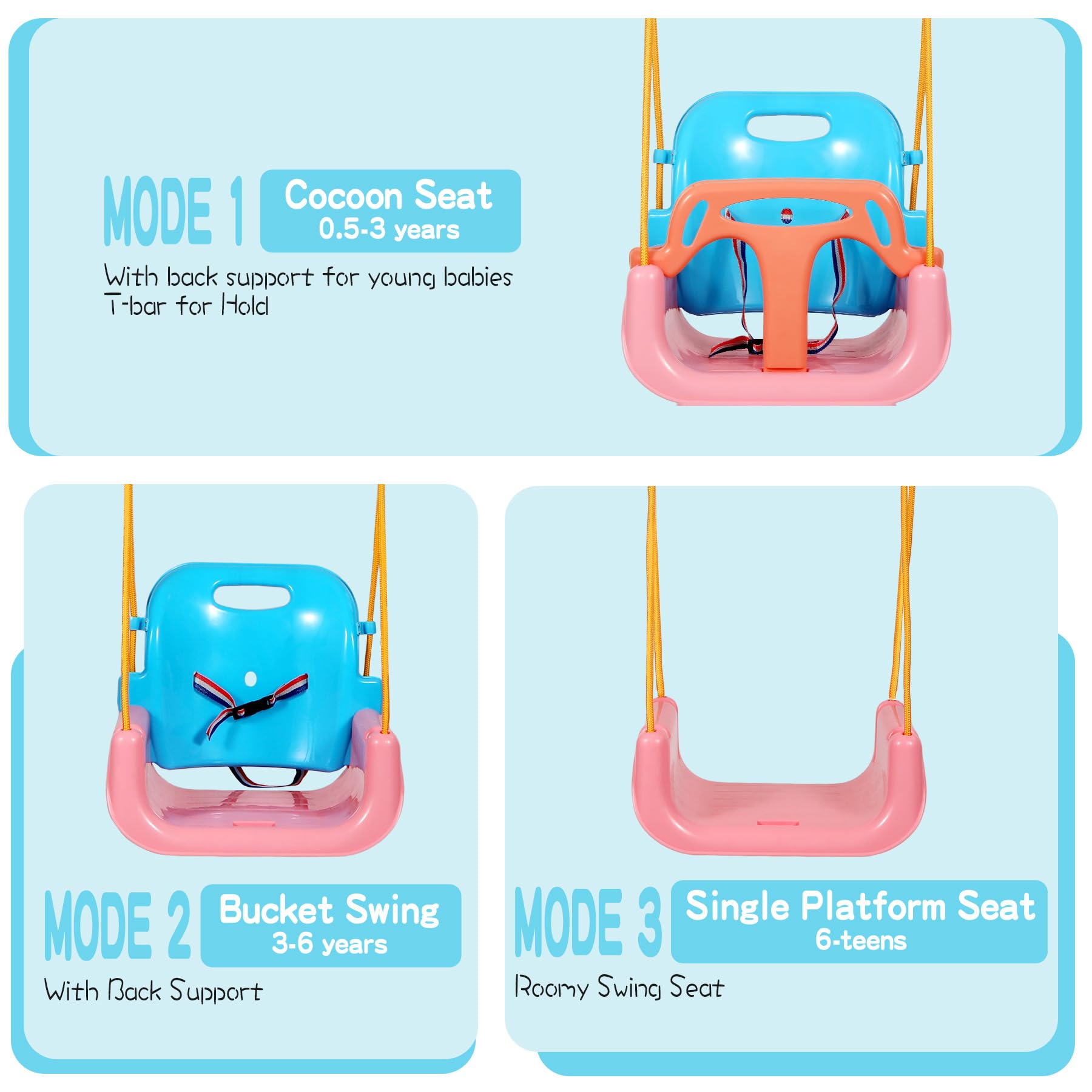 3-in-1 Grow-With-Me Adjustable Swing Seat