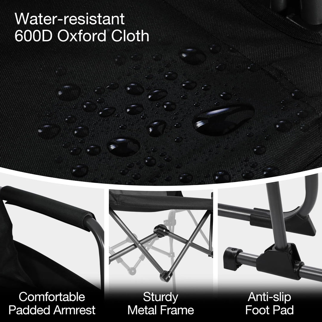 31-Inch Extra Tall Folding Chair, Tall Camping Chair with High Back, Hard Arms and Footrest
