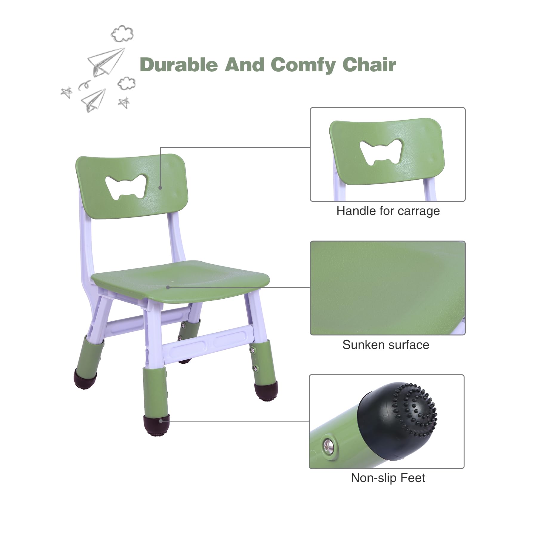 Kids Table and 2 Chairs Set, Height Adjustable 3 in 1 Multi Activity Table with 2 Chairs, Storage Bins,Graffiti,Double-Sided Tabletop,Sky Blue