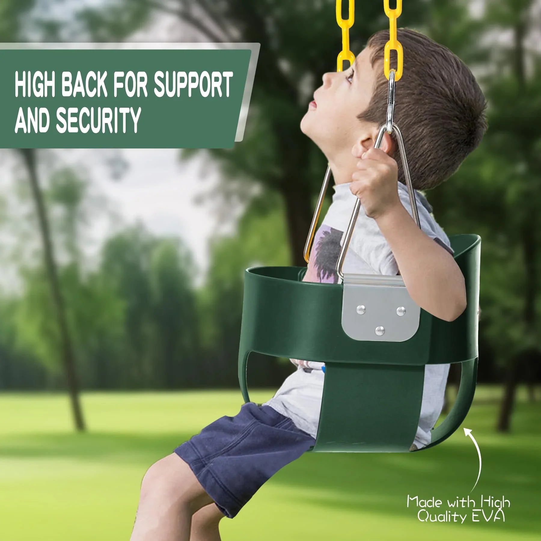 Kids High Back Bucket Swings with Coated Chains