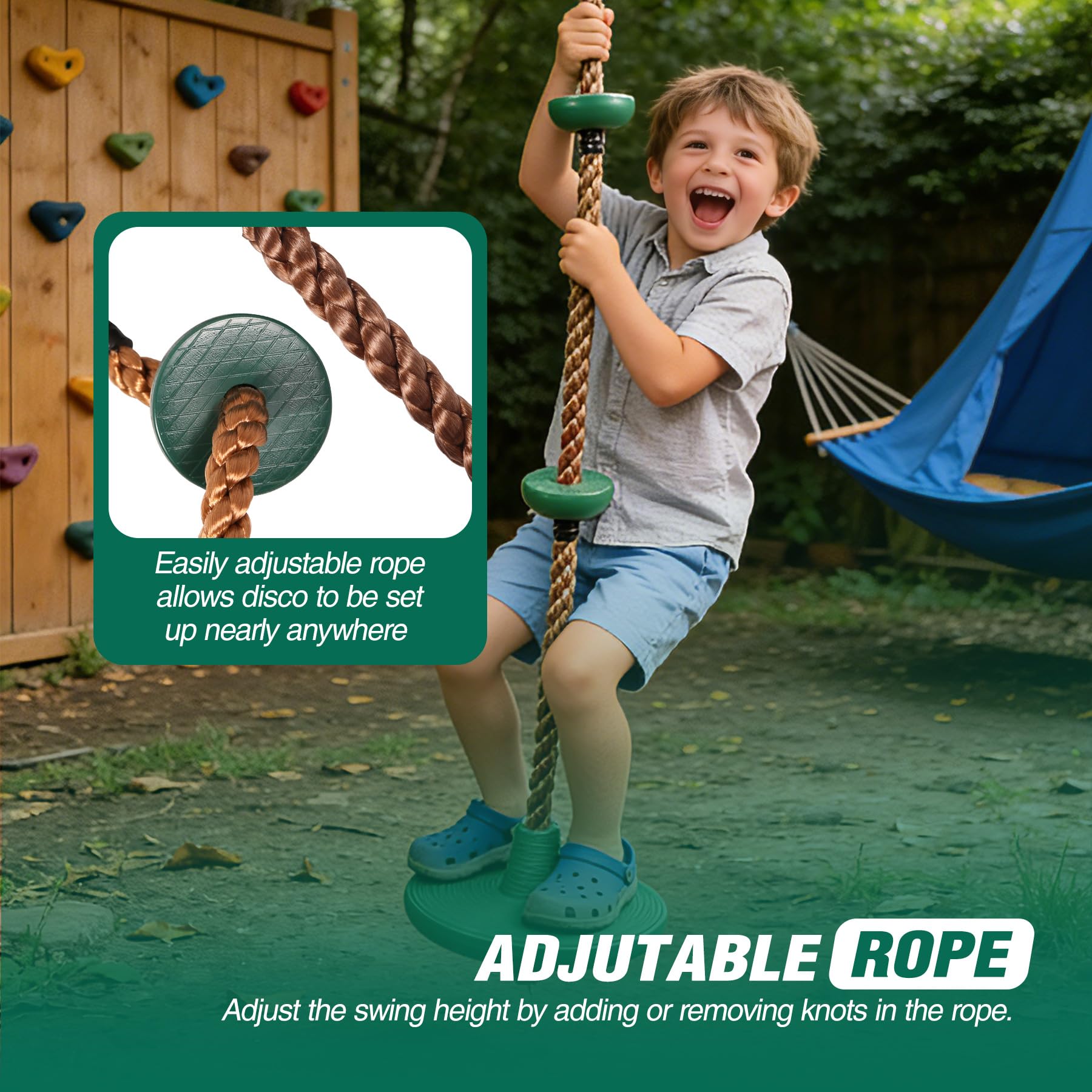 Climbing Rope Swings for Trees, Heavy Duty Plastic Disc Swing Seat for Kids and Adults with Hanging Strap and Snap Hooks