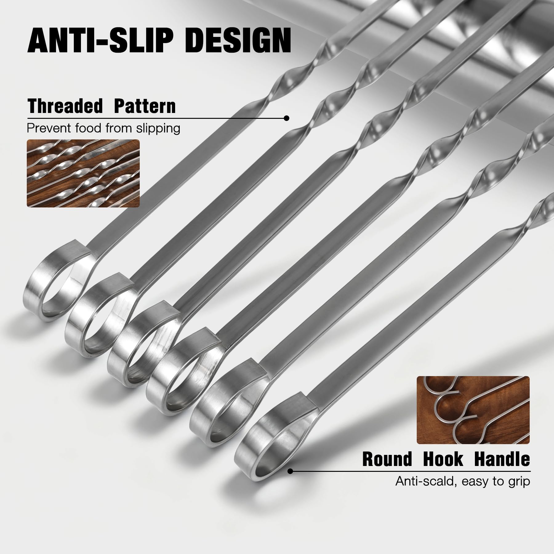 14" Flat Stainless Steel Kabob Skewers with Storage Tube