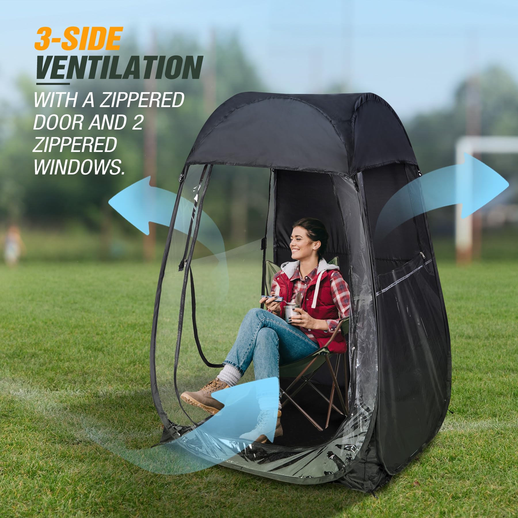 Sports Tent Pop Up Shelter, 1 Person All Weather Tents for Outside Sports, Waterproof Windproof Rain Pod, Instant Setup Clear Pop Up Shelter for Soccer, Baseball, Fishing