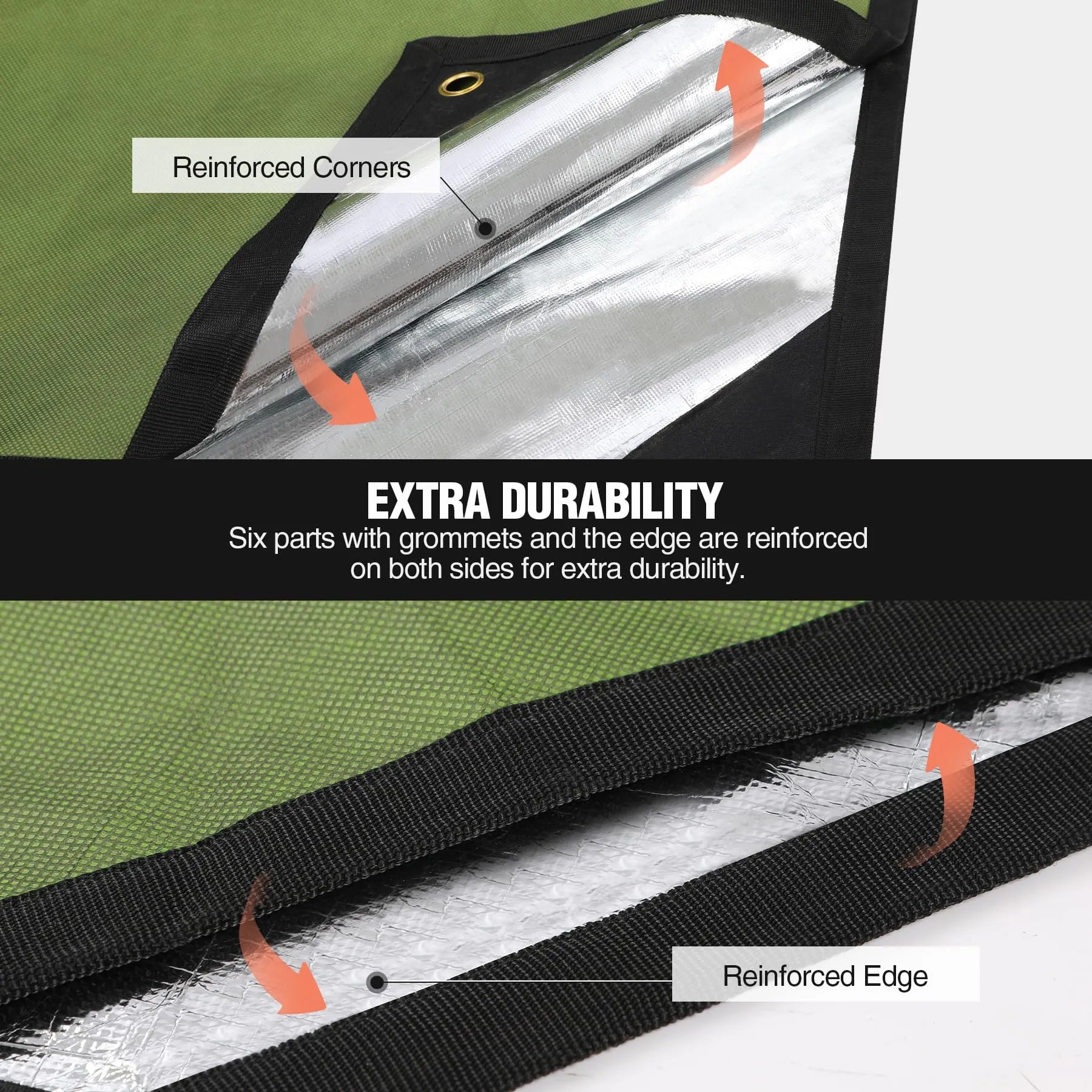 Heavy Duty Survival Blanket, Waterproof Emergency Thermal Tarp, Multipurpose Reflective Insulated All Weather Blankets for Camping Hiking, Green,11.8 x 8.5 ft