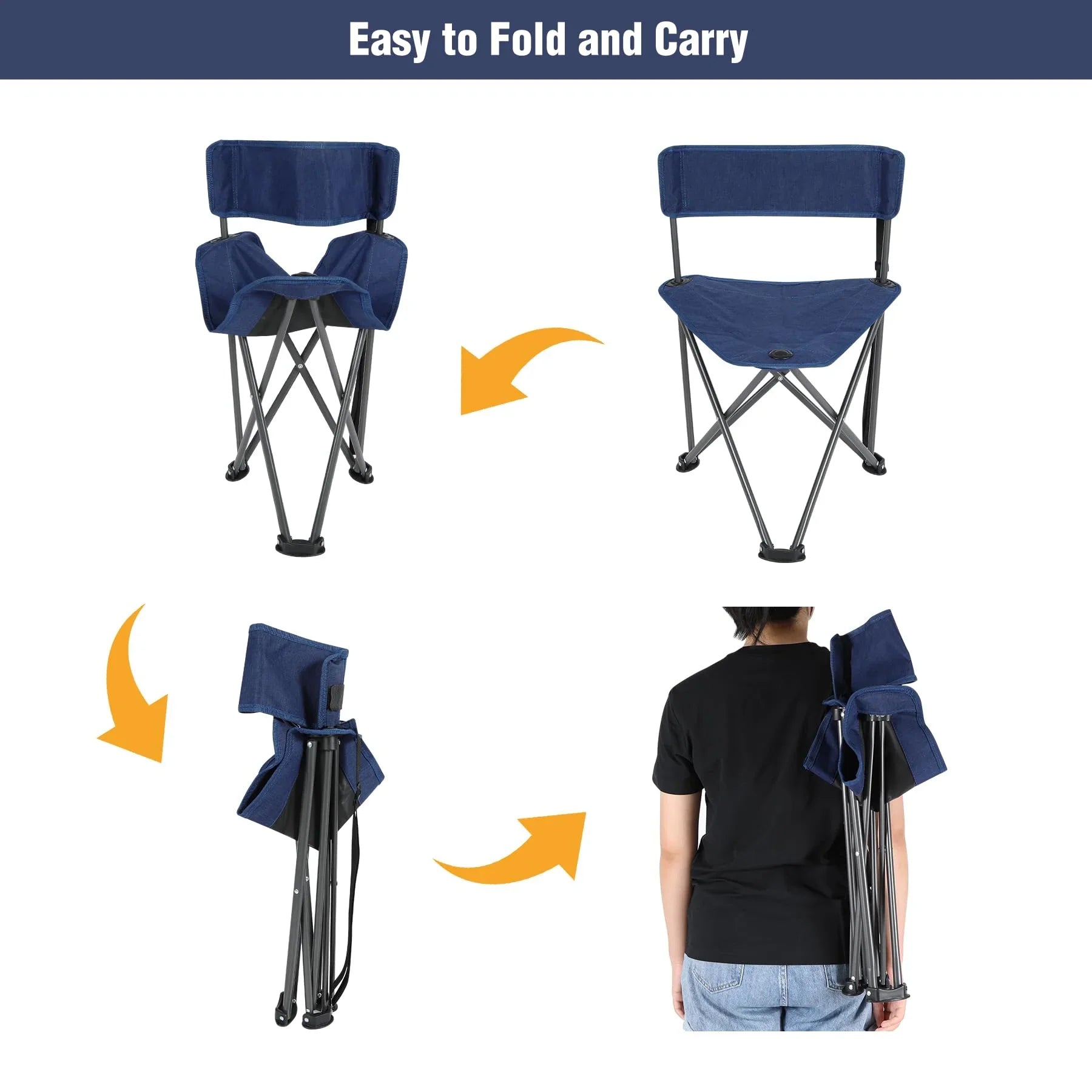 Lot de 2 chaises de camping à trépied 