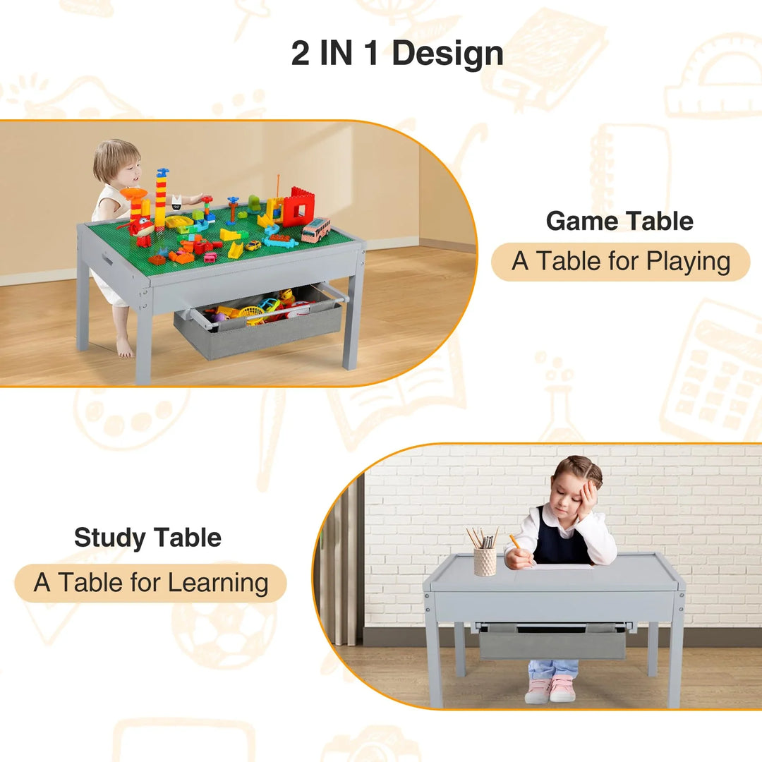 2 in 1 Kids Activity Table with Storage Drawers