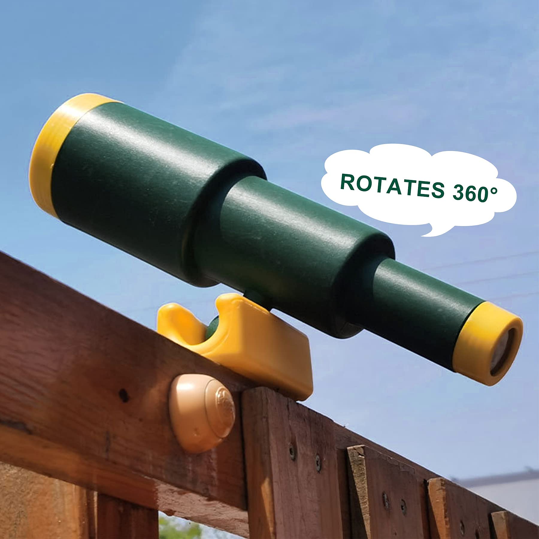 Playground Accessories for Kids, Outdoor Swingset Attachments with Pirate Ship Wheel, Toy Telescope, Telephone and Safety Handles (Yellow and Green)