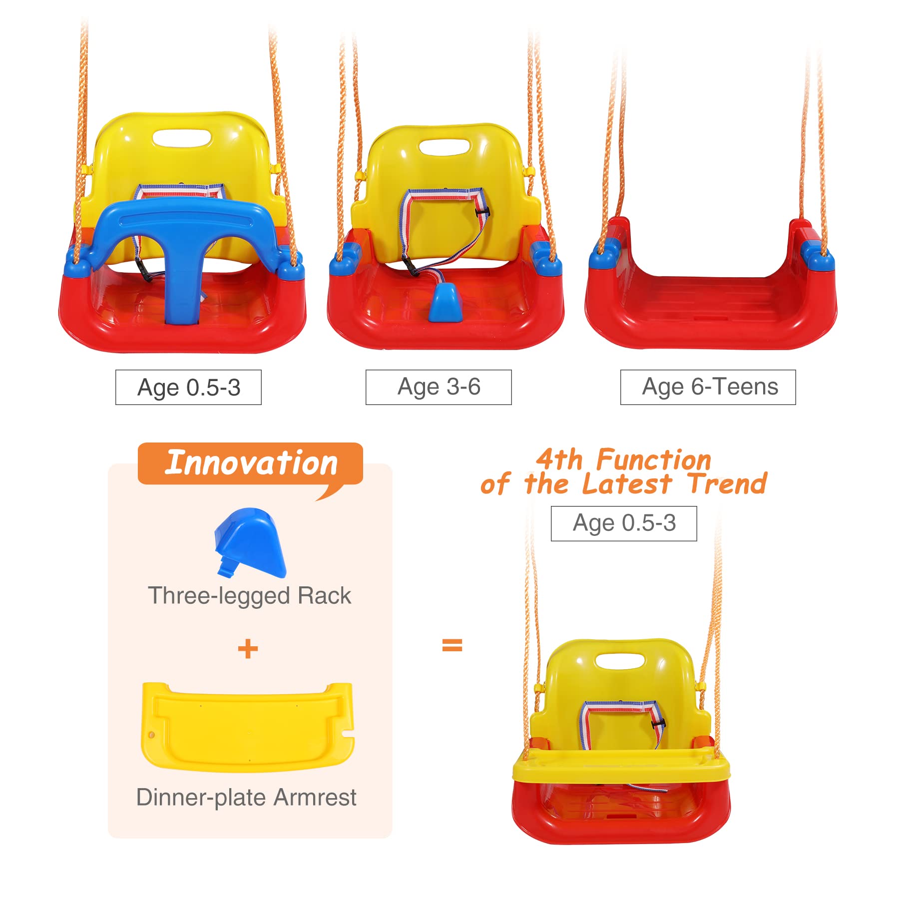 4-in-1 Convertible Toddler Swing with Detachable Dining Tray