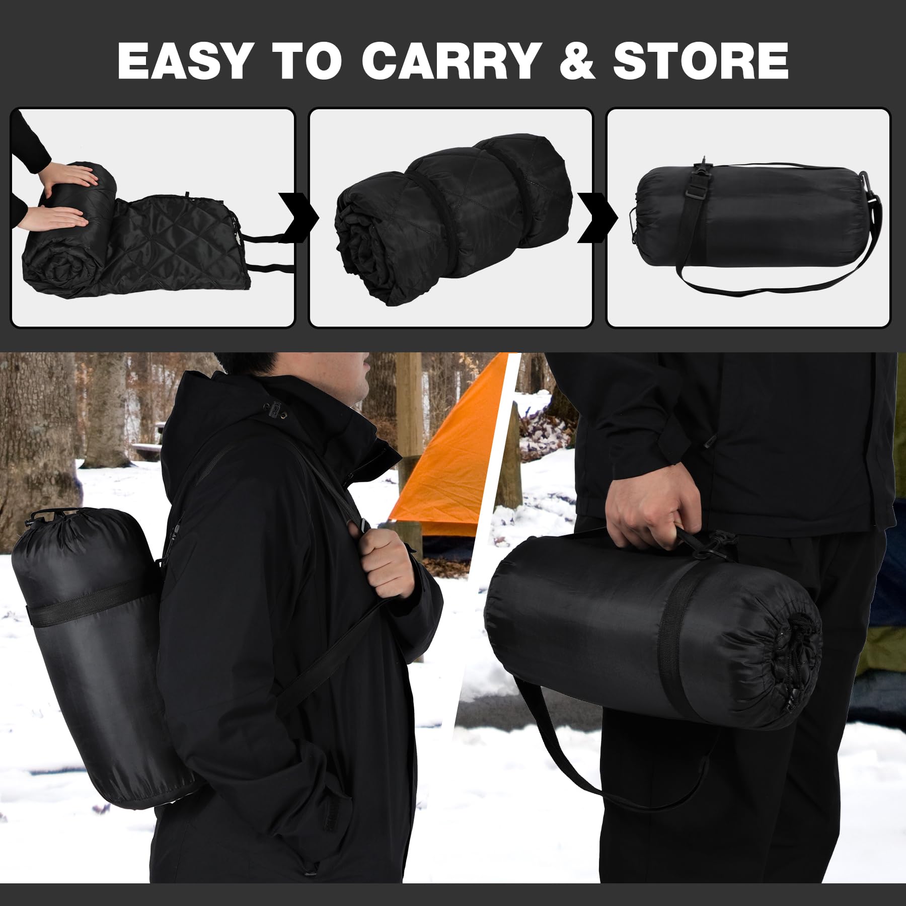 Large Warm Camping Blanket with Sherpa Lining, Cold Weather Warm Outdoor Blanket Waterproof and Windproof for Camping Stadium, Machine Washable 59"x79" White