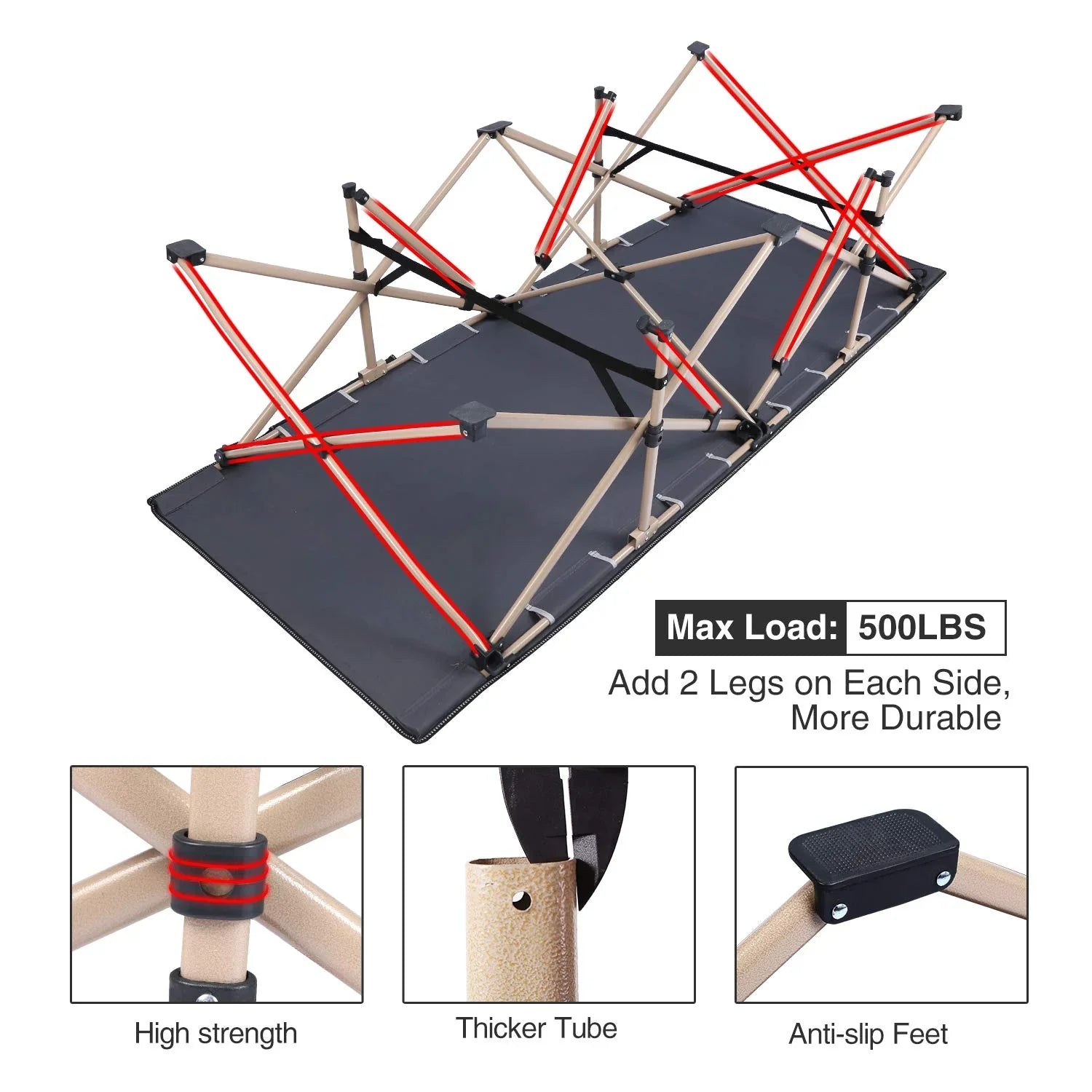 Extra Wide Folding Camping Cot for Adults