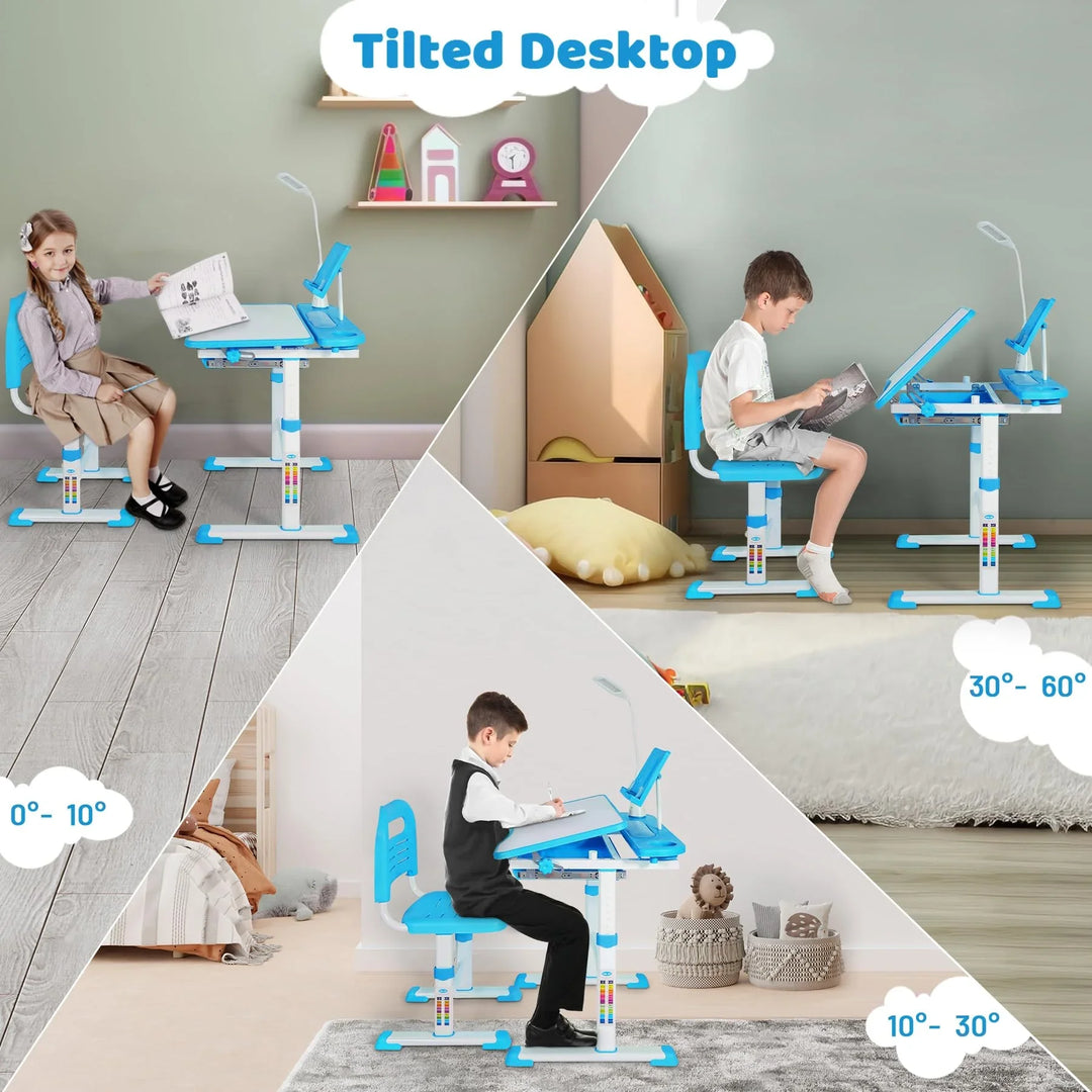 REDCAMP Adjustable Student Desk and Chair Set with Drawing Tilt Desktop