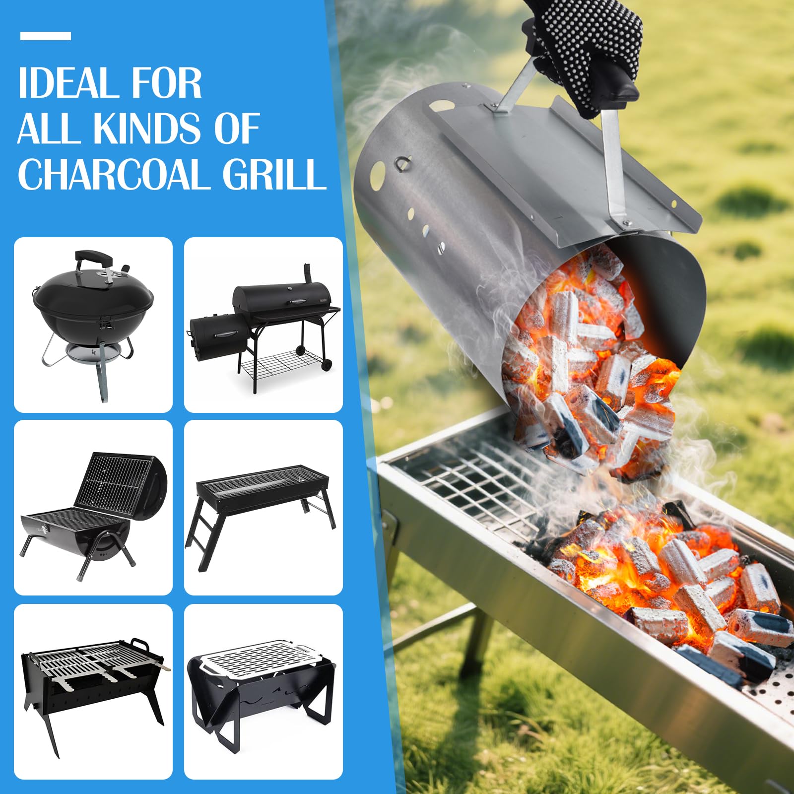 12"H Rapid Charcoal Chimney Starter Set