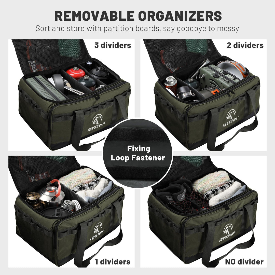 35L Camping Tote Organizer with adjustable dividers