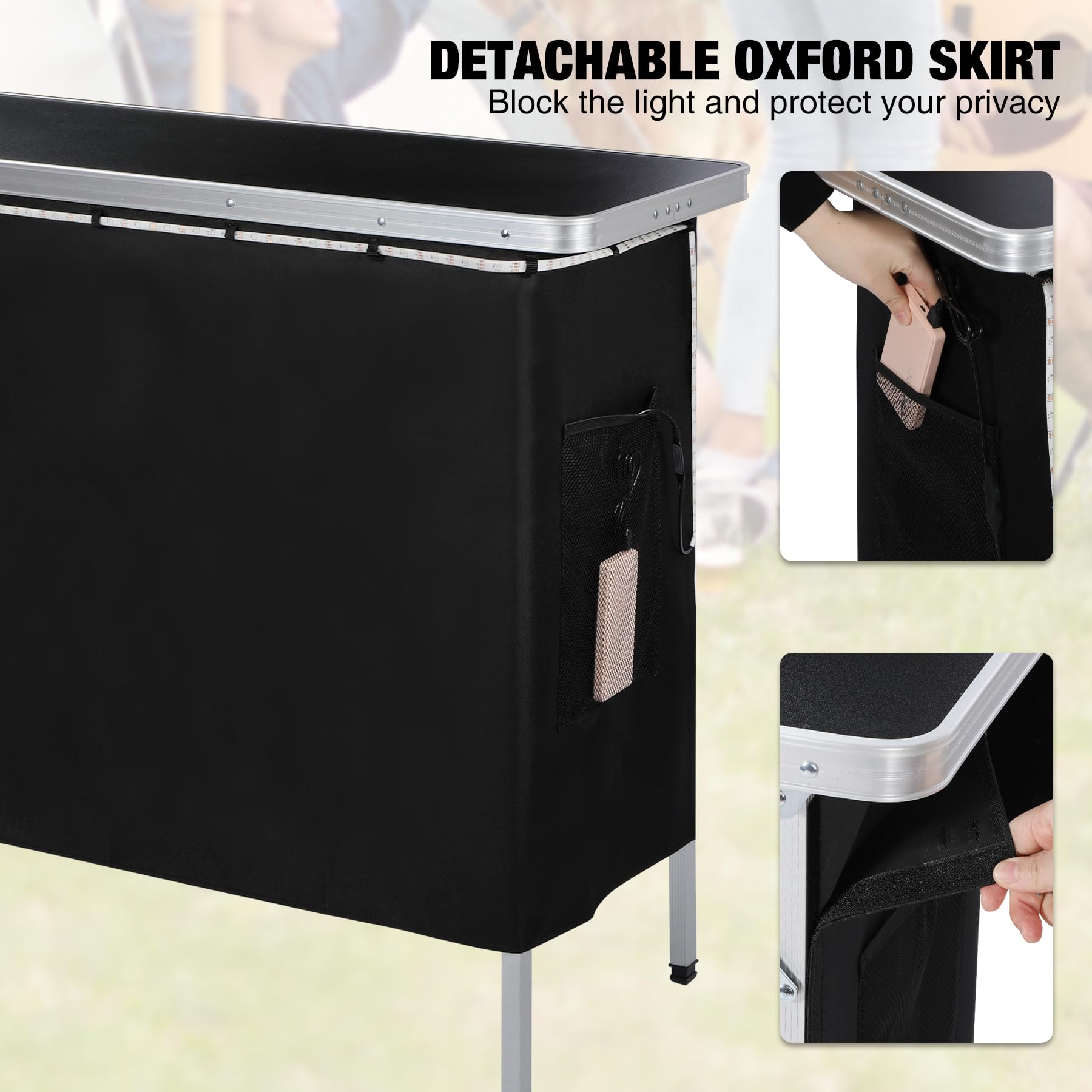 Pop-Up Folding Bar Table with LED Lighting System