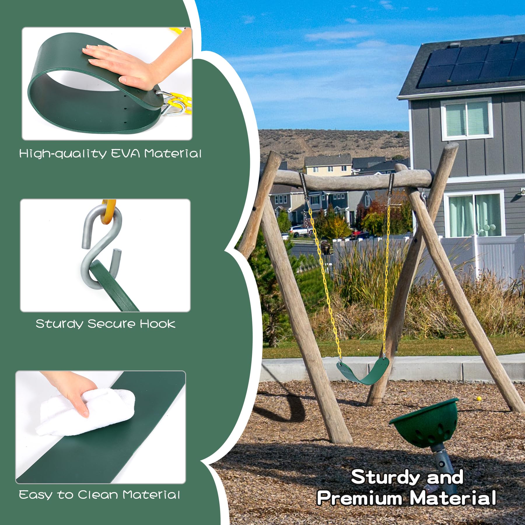 Heavy-Duty Playground Swing Seat & Trapeze Ring Combo
