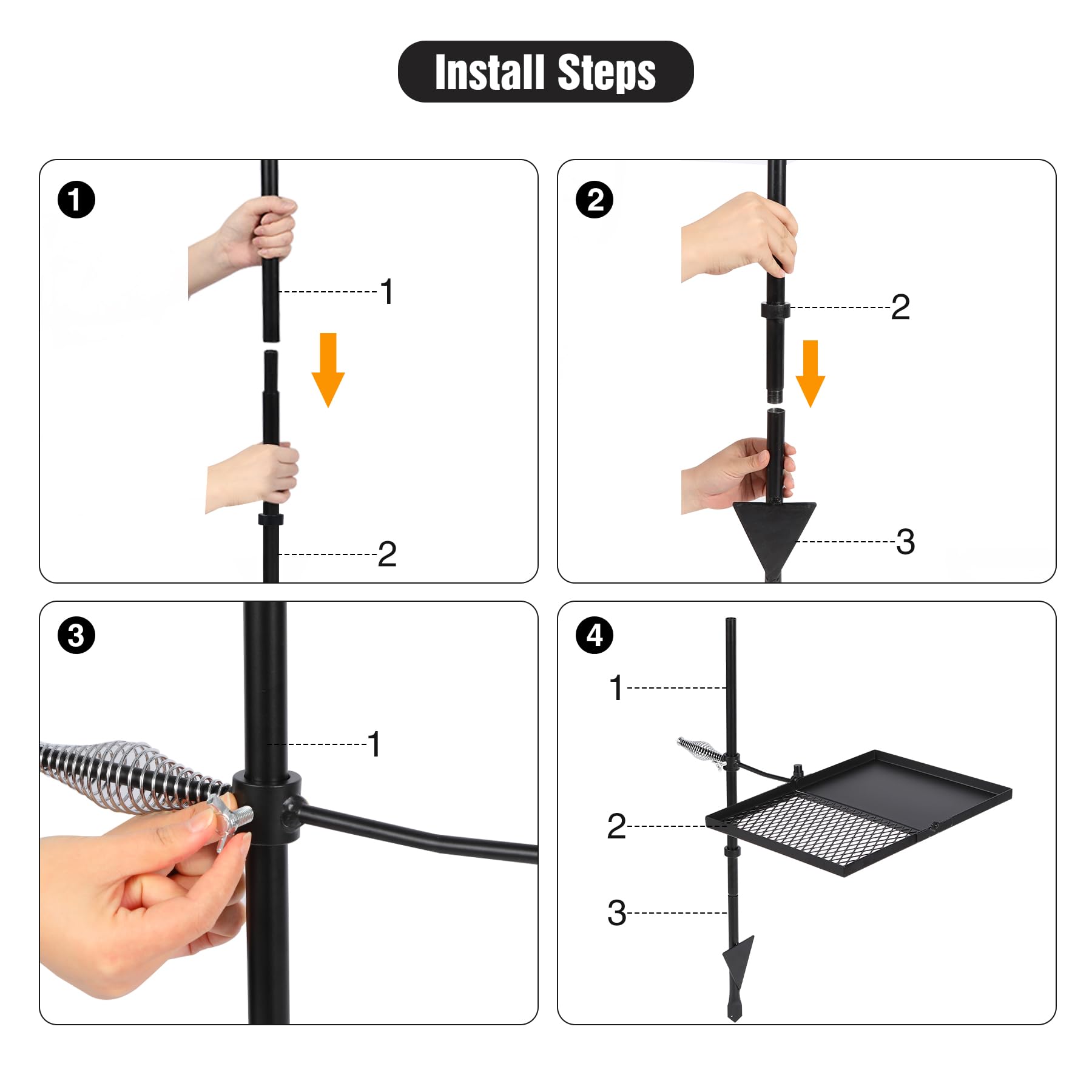 Folding Swivel Campfire Grill for Open Flame Cooking