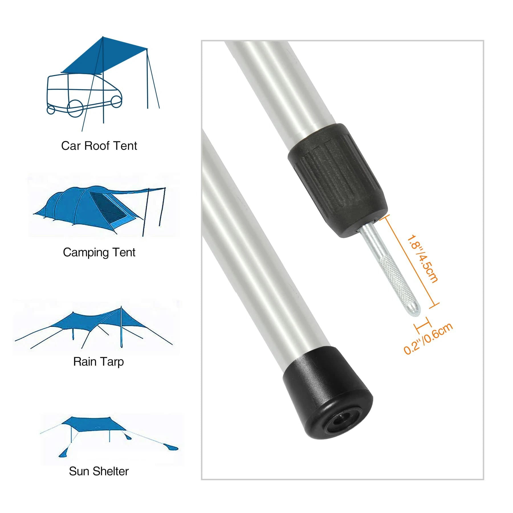 Aluminum Adjustable Telescoping Tarp Poles