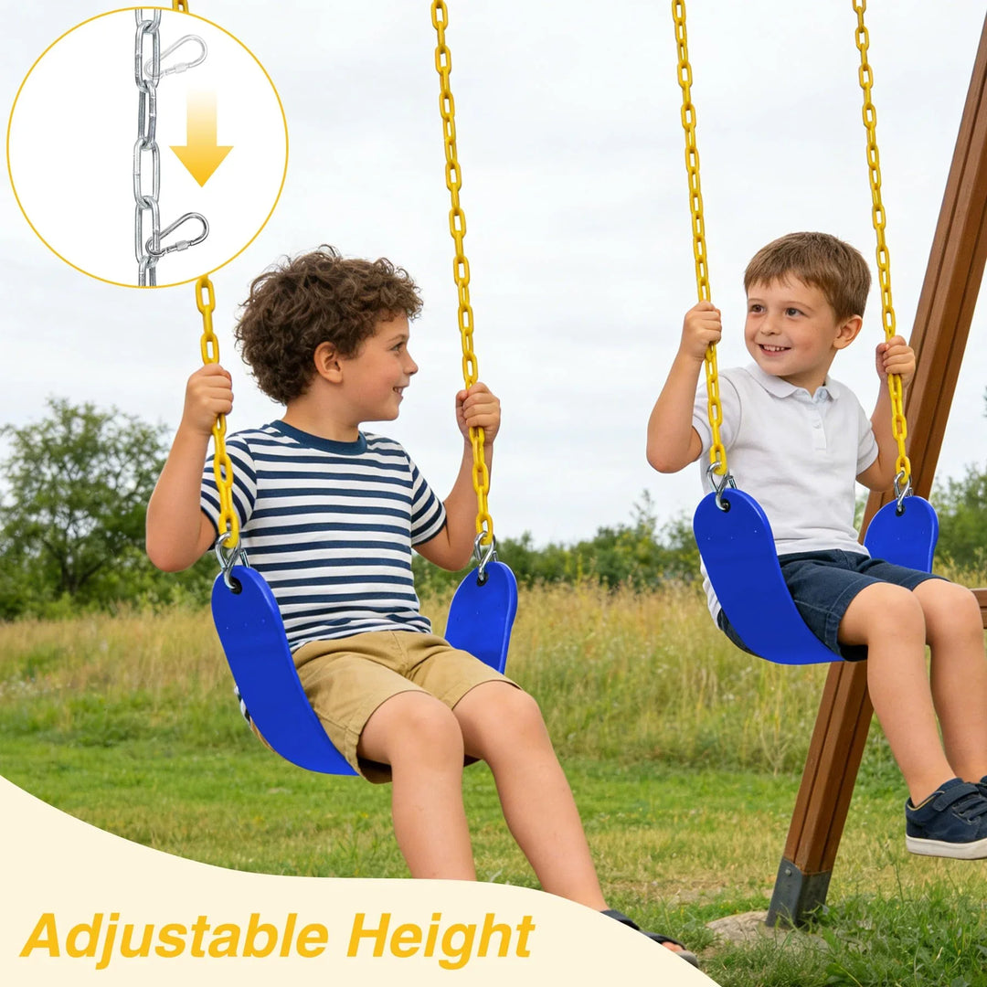 2 Pack Heavy Duty Swing Seats with 66" Chain, Swing Set Accessories Replacement with Snap Hooks for Kids and Adults, Ideal for Outdoor Play, Playgrounds and Trees, Blue