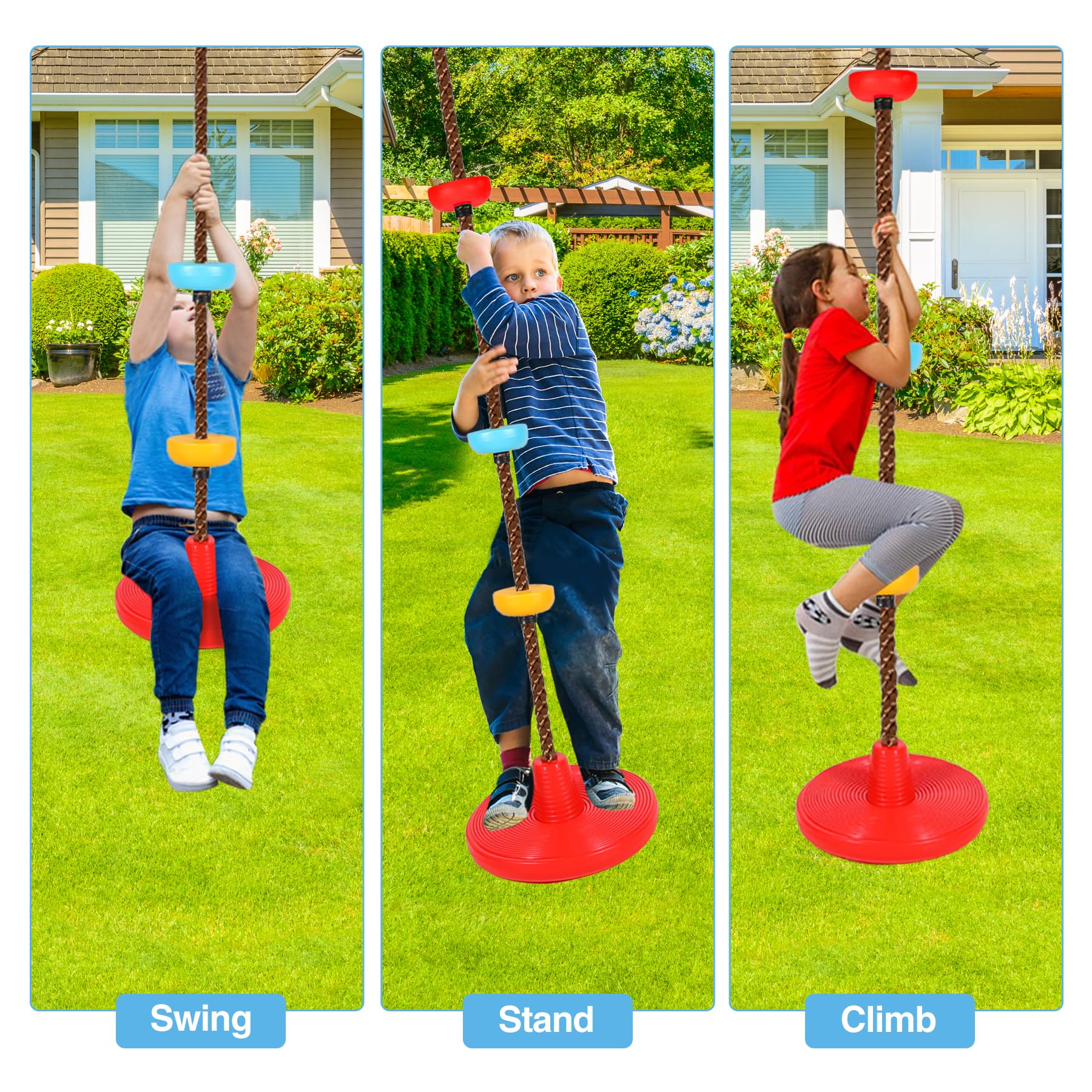 Heavy Duty Disc Climbing Rope Swing with Platforms