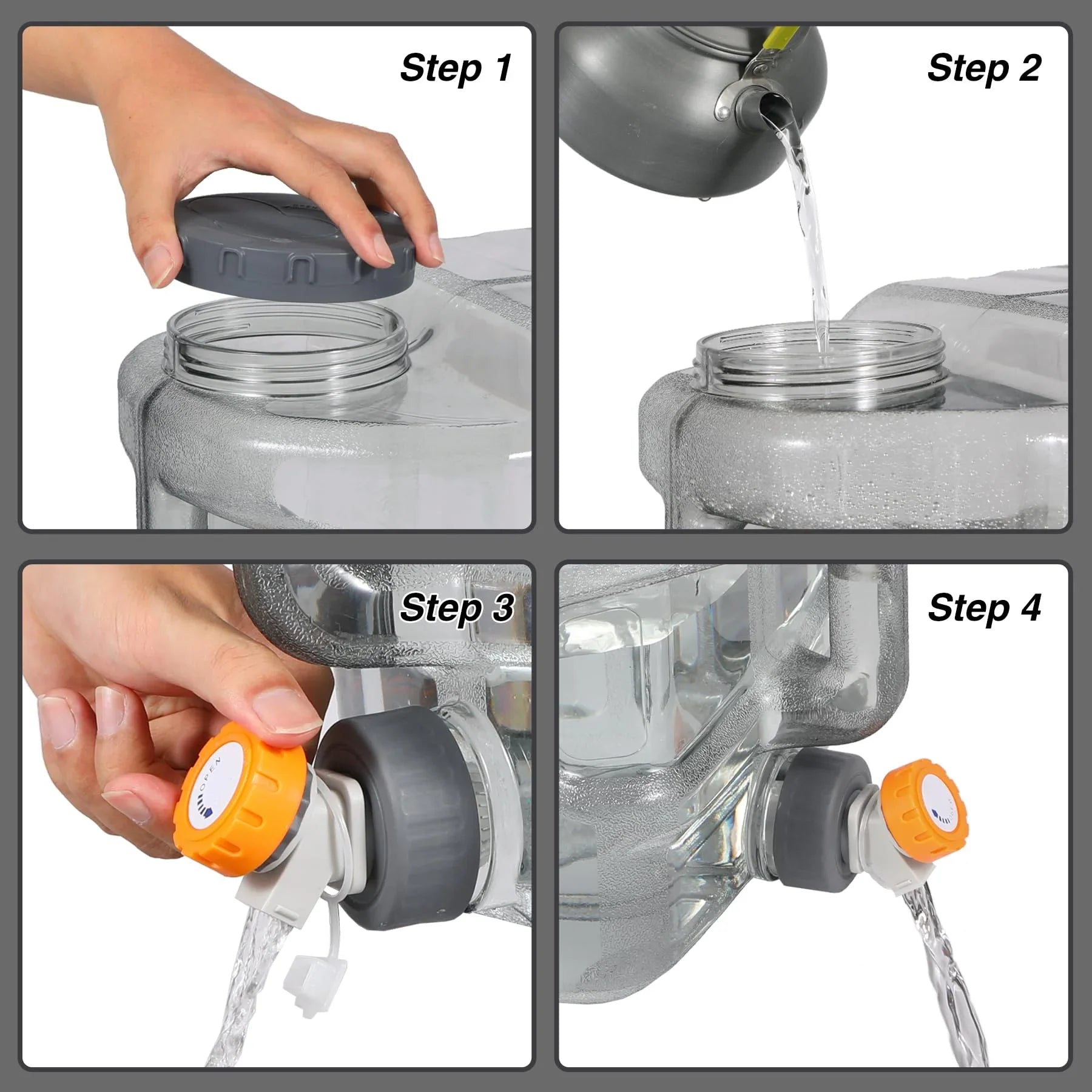 Portable Water Storage Tank with Adjustable Spigot - Food Grade PC