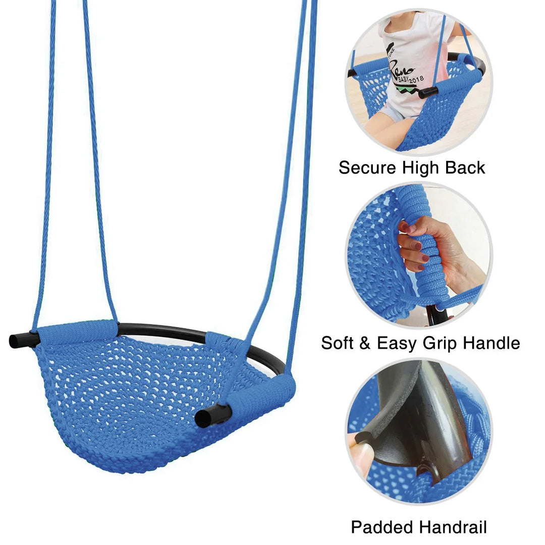 Toddler Swing, Swing Seat for Kids with Heavy Duty Adjustable Ropes, Hand-Knitting Secure Children Swing Set for Indoor Porch, Outdoor Playground, Backyard, Tree
