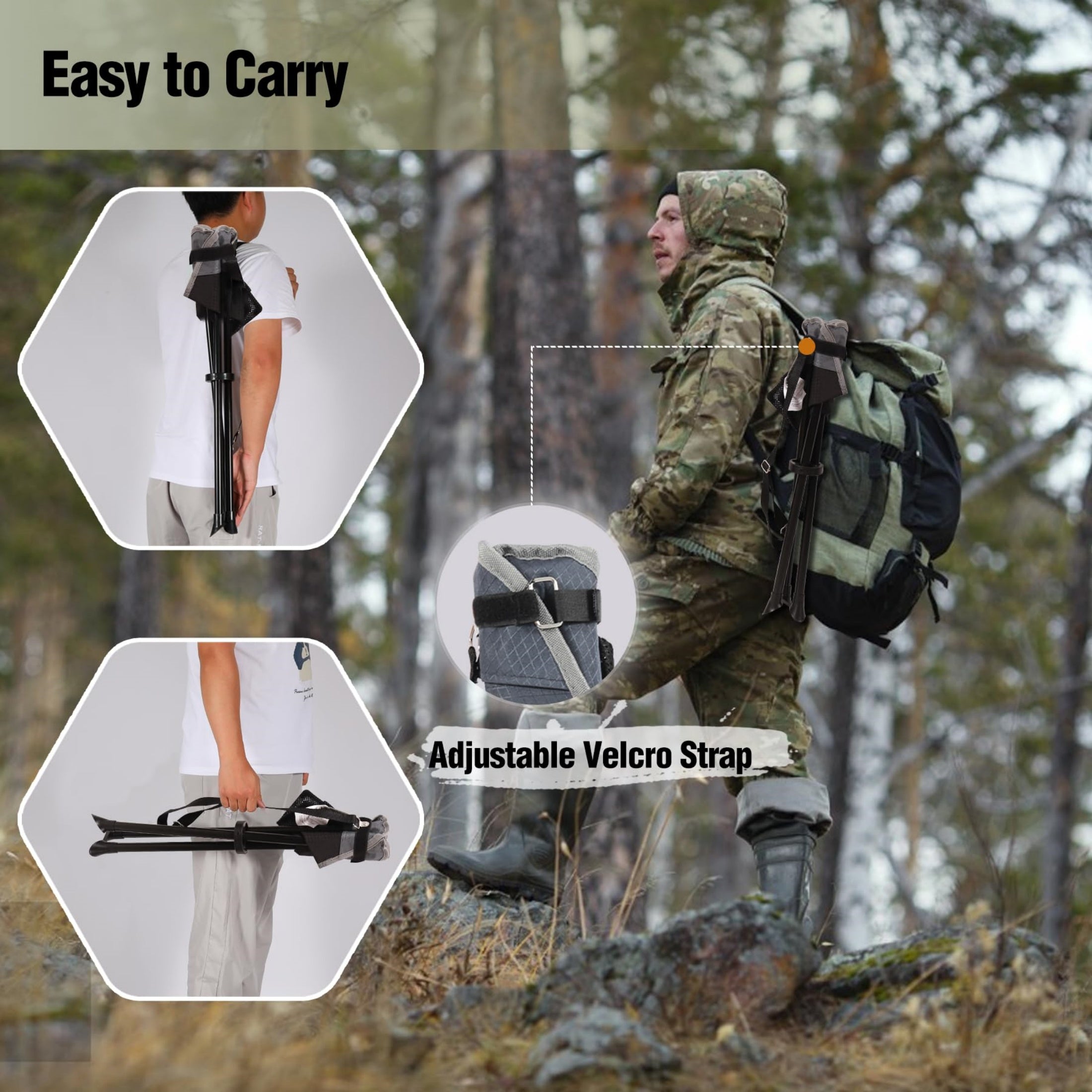 REDCAMP Lightweight Folding Tripod Stool for Hunting and Camping