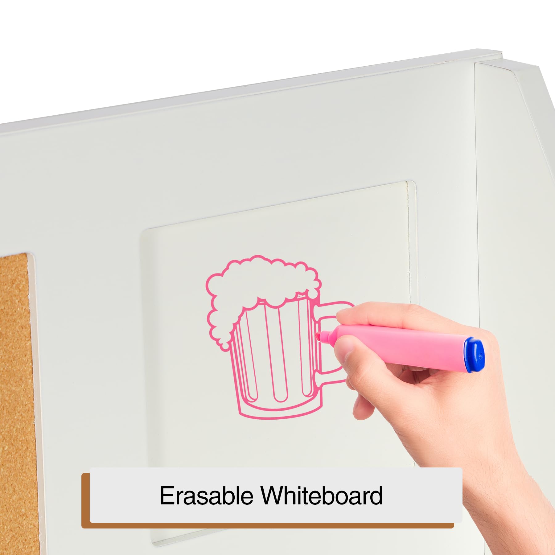 Kids Study Desk and Chair Set with Hutch, Wooden Writing Table, Ergonomic Homework Station with Storage Cabinet & Bulletin Board for Bedroom, School, White