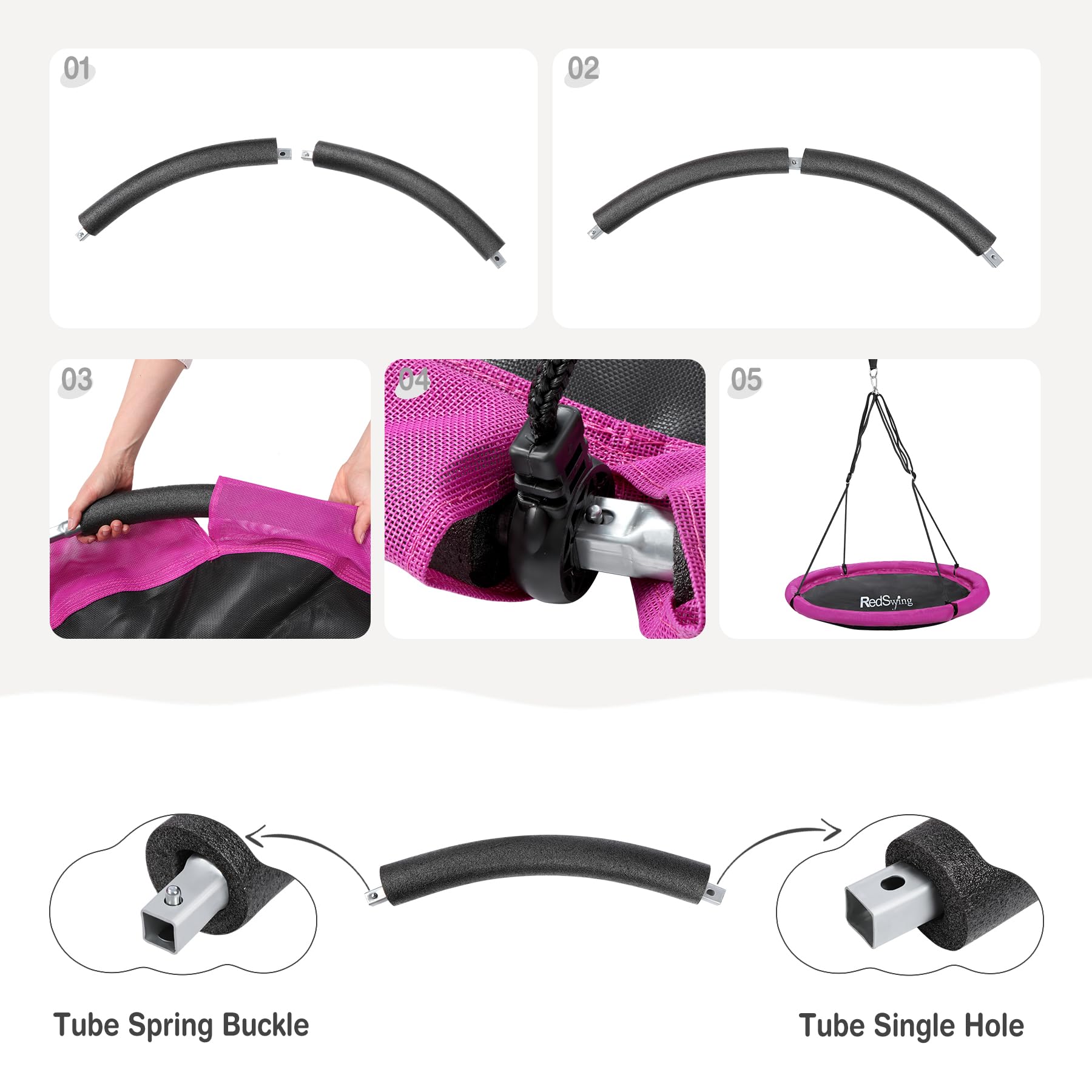 43" Tree Swing for Kids Outdoor, Waterproof Large Round Flying Saucer Swings for Trees and Swingset, Strong Heavy Duty for Outside Playground, 500LBS Weight Capacity, Purple