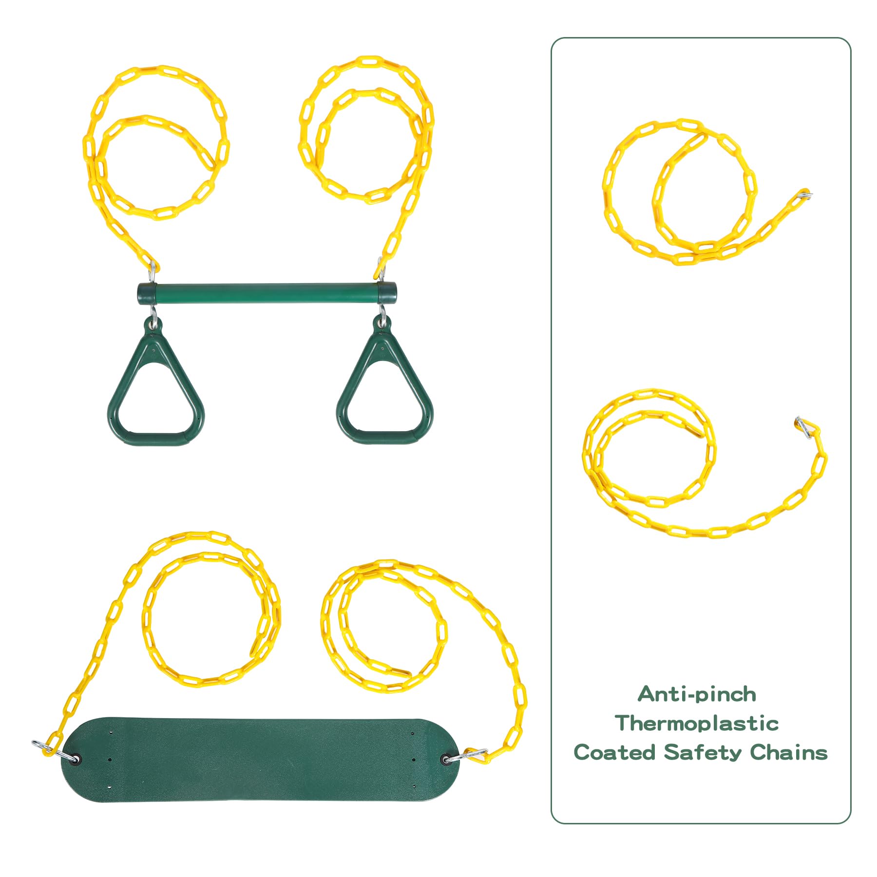 Heavy-Duty Playground Swing Seat & Trapeze Ring Combo