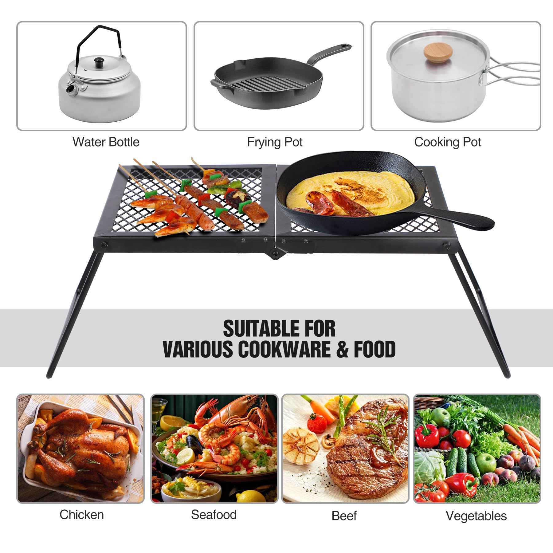 Portable Folding Steel Campfire Grill Grate