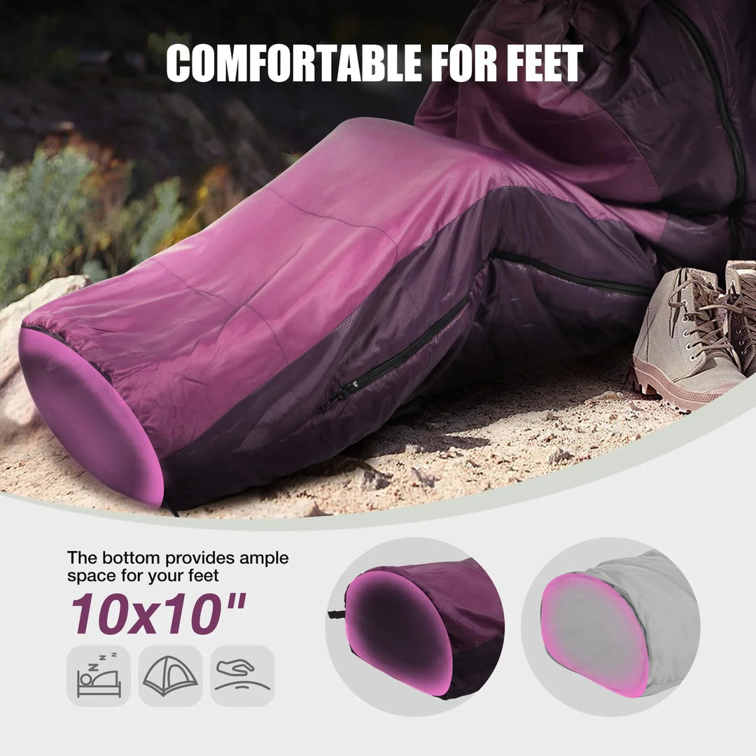 Ultra Lightweight Sleeping Bag for Backpacking, Hiking, Comfort for Adults Warm Weather, with Compression Sack