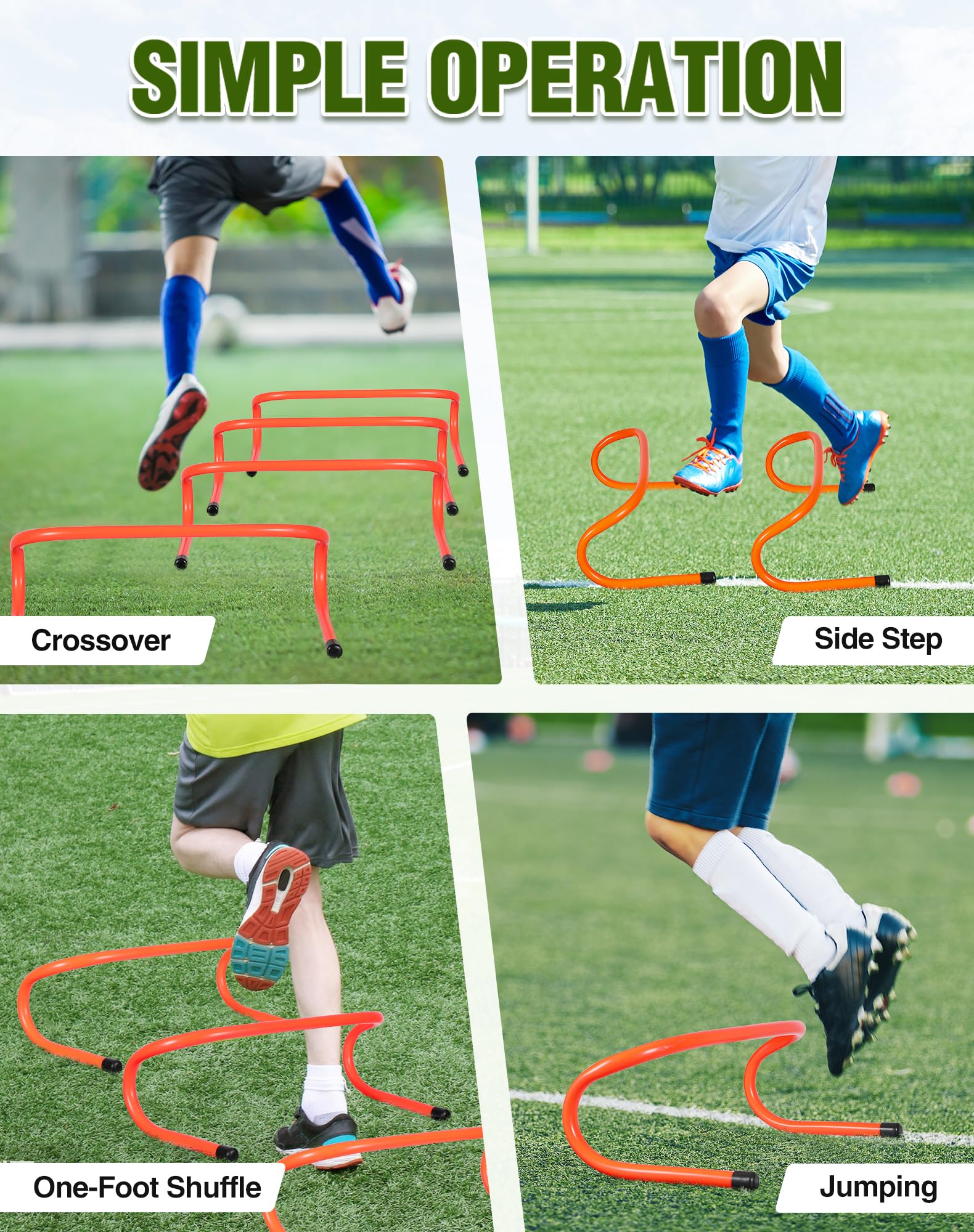 Adjustable Agility Hurdles,4 Height Speed Training Hurdles, Portable Speed Training Equipment with Carry Bag for for Athletes,Kids,Soccer,Basketball