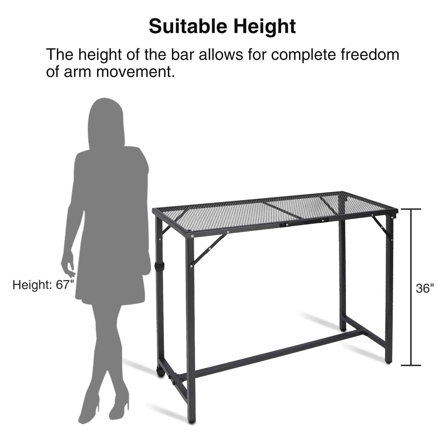 Folding Paito Bar Height Hot Tub Table with Waterproof Mesh Top